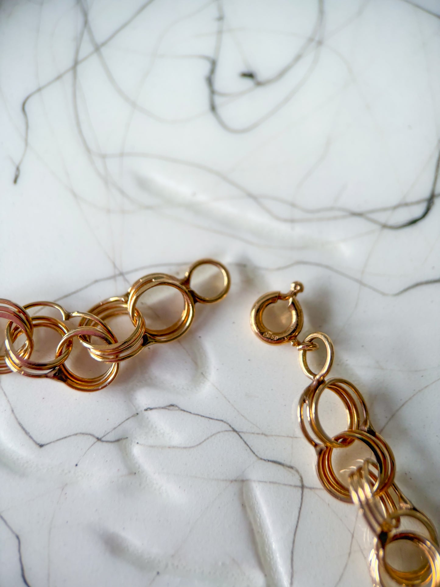 Vintage Round Multi Link 14k Yellow Gold 7 Inch Bracelet