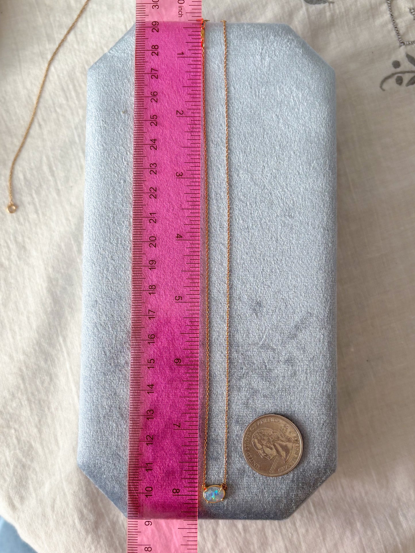 Vintage Opal 14k Yellow Gold Charm and 16 Inch Chain