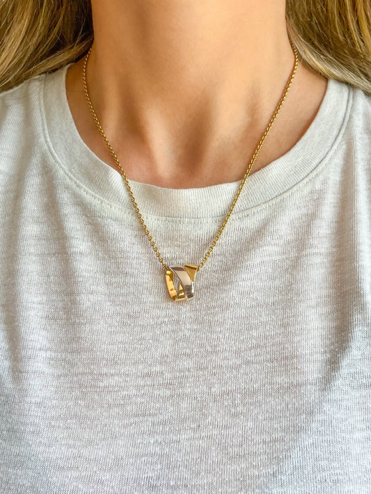 Vintage Two Toned Slider in 14k Yellow and White Gold