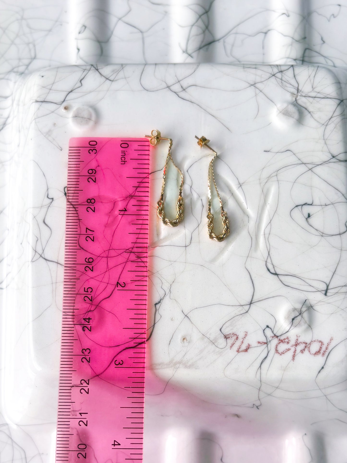 Vintage Dangle Rope 14k Yellow Gold Earrings