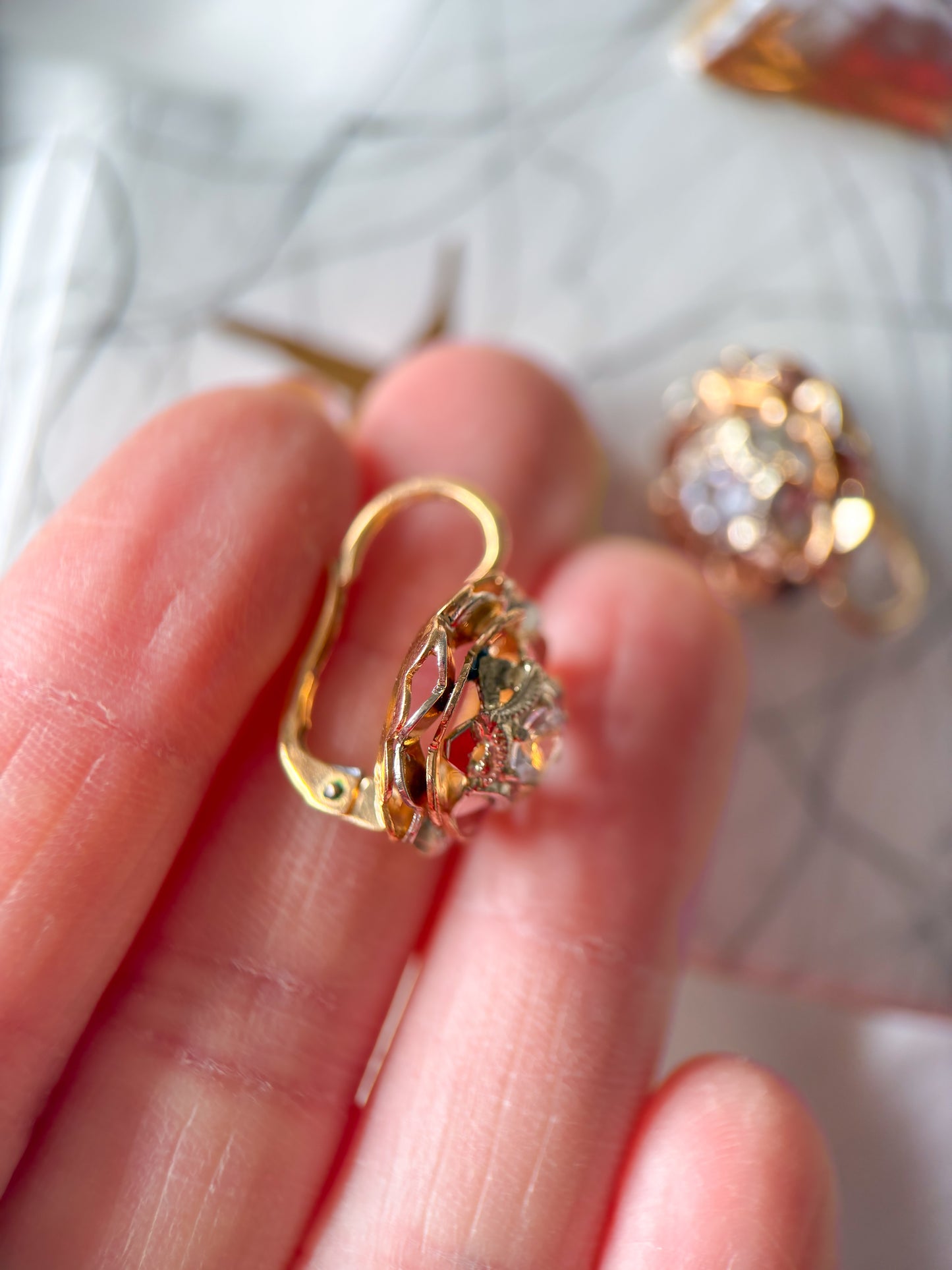 Vintage 18k Yellow Gold Earrings with CZ