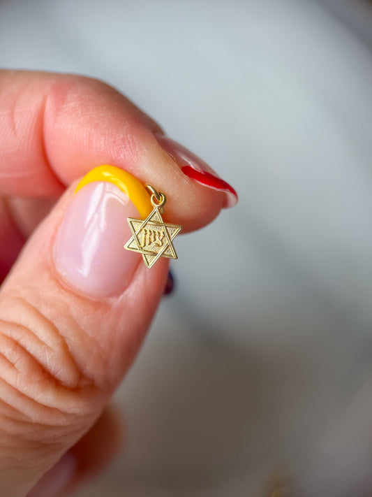 Vintage Mini 14k Yellow Gold Judaica Star of David Charm