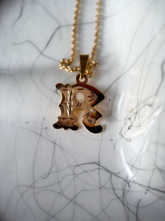 Vintage 3D Letter "R" 14k Yellow Gold Charm