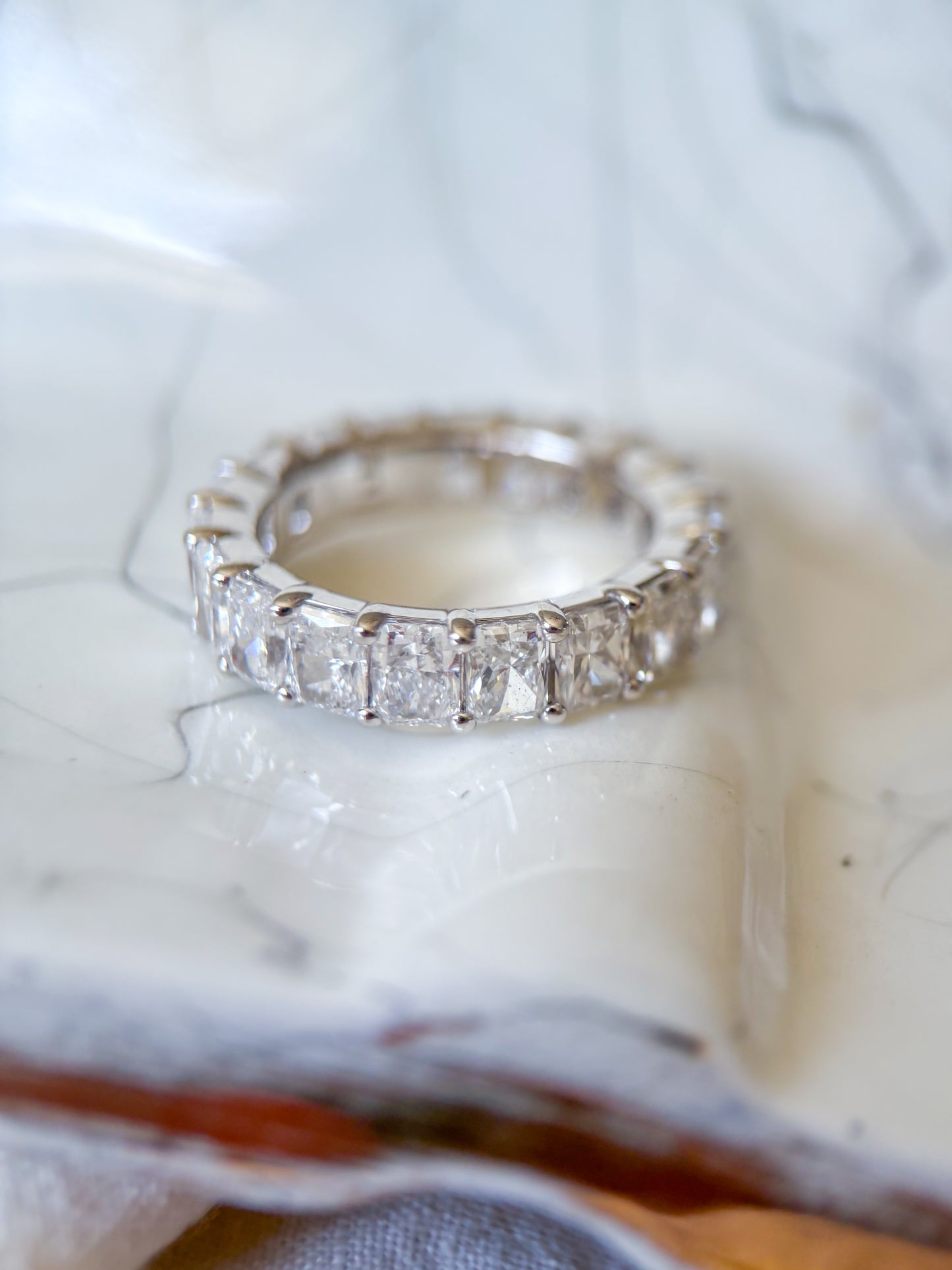 Lab Grown Diamond 14k White Gold Radiant Cut 6 Carat Eternity Band