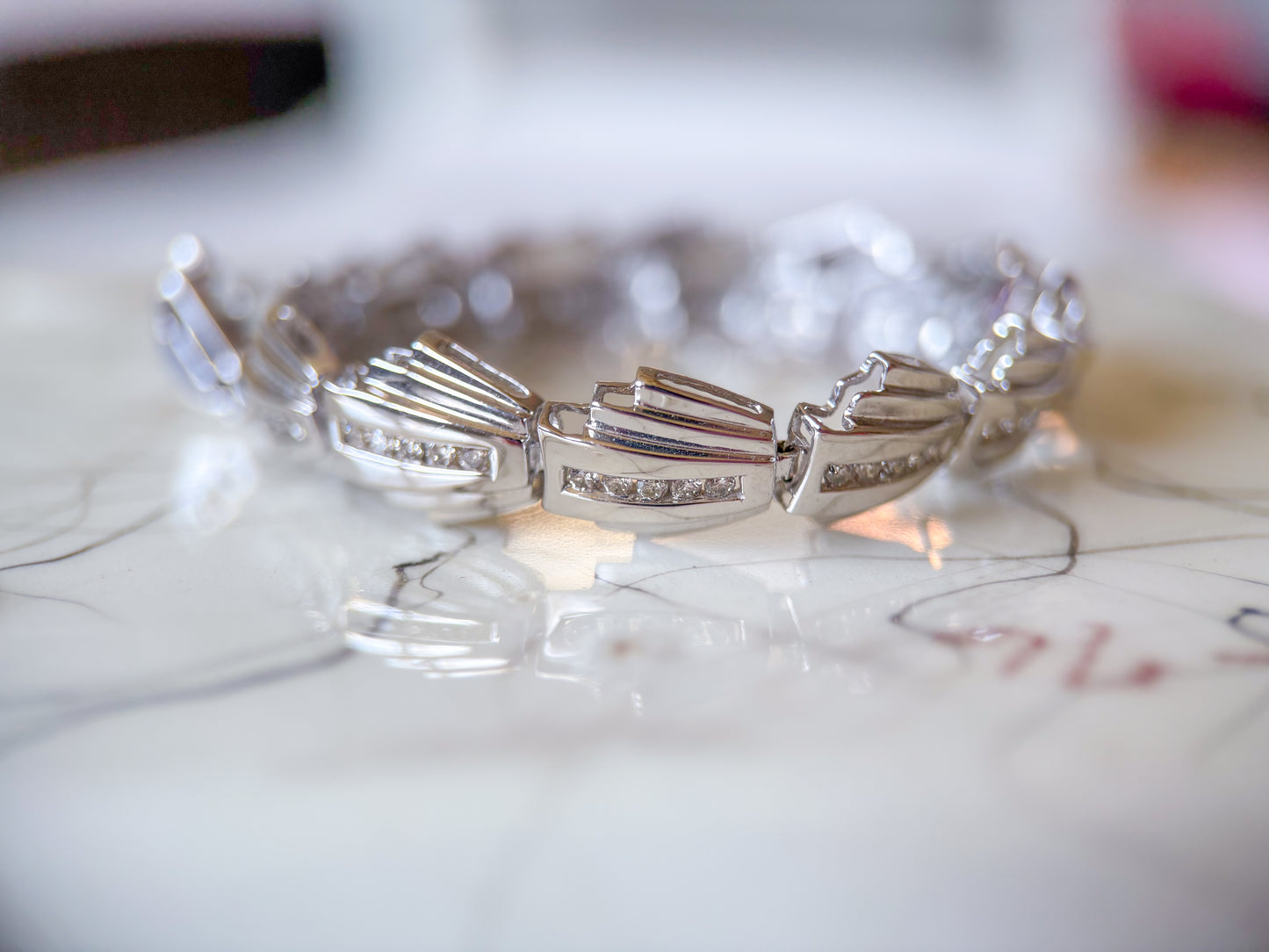 Various Vintage Natural Diamond White Gold Bracelets