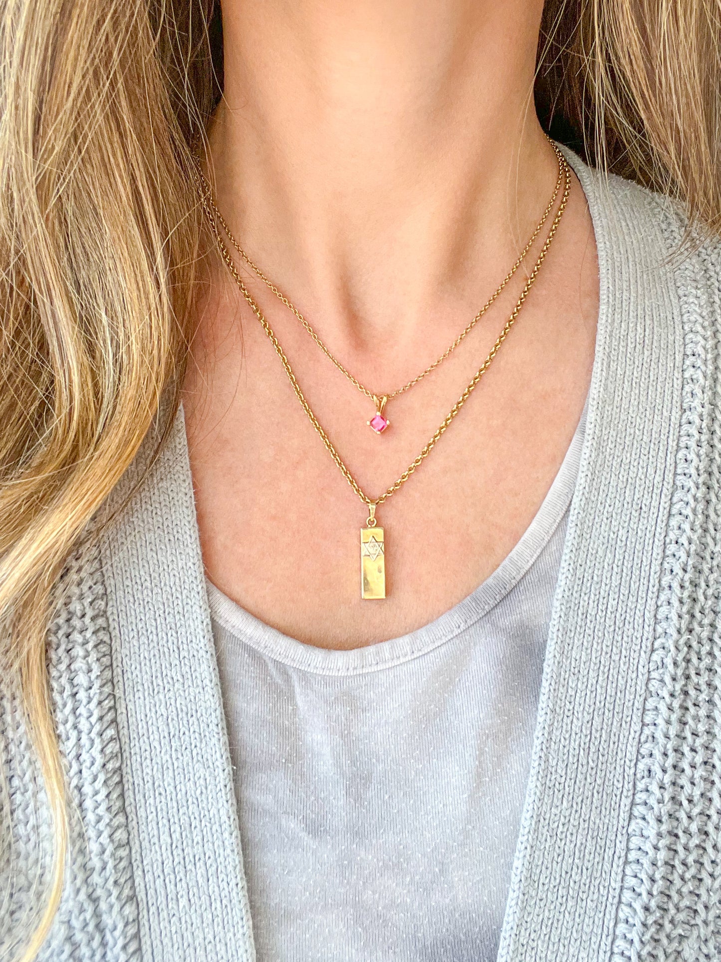 Vintage Square Tourmaline 14k Yellow Gold Charm