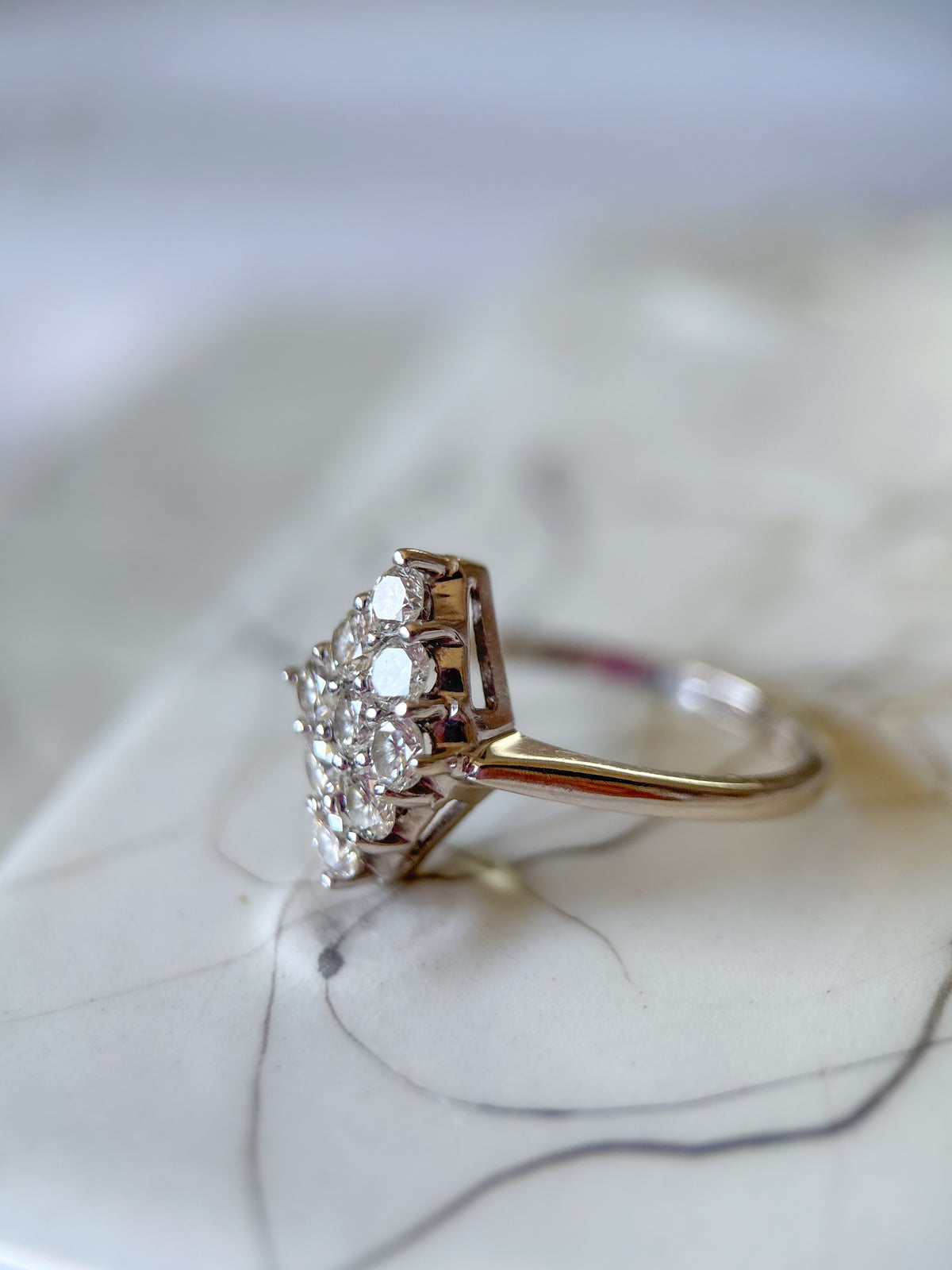 Vintage Natural Diamond 14k White Gold Ring