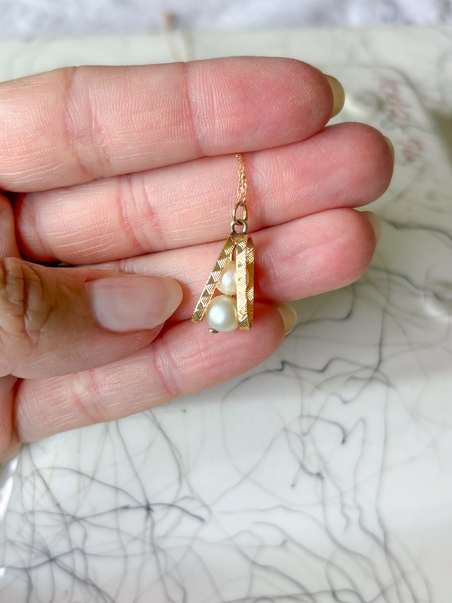 Vintage Pearl 14k Yellow Gold Charm