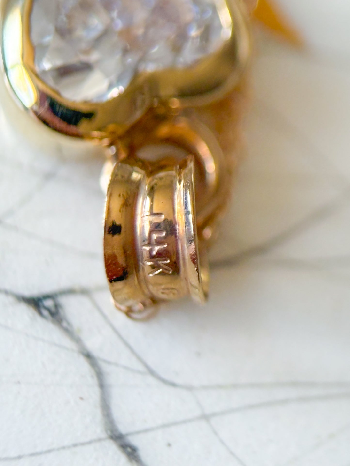 Vintage Bezel Set Natural Heart Shaped Diamond with 14k Yellow Gold Chain