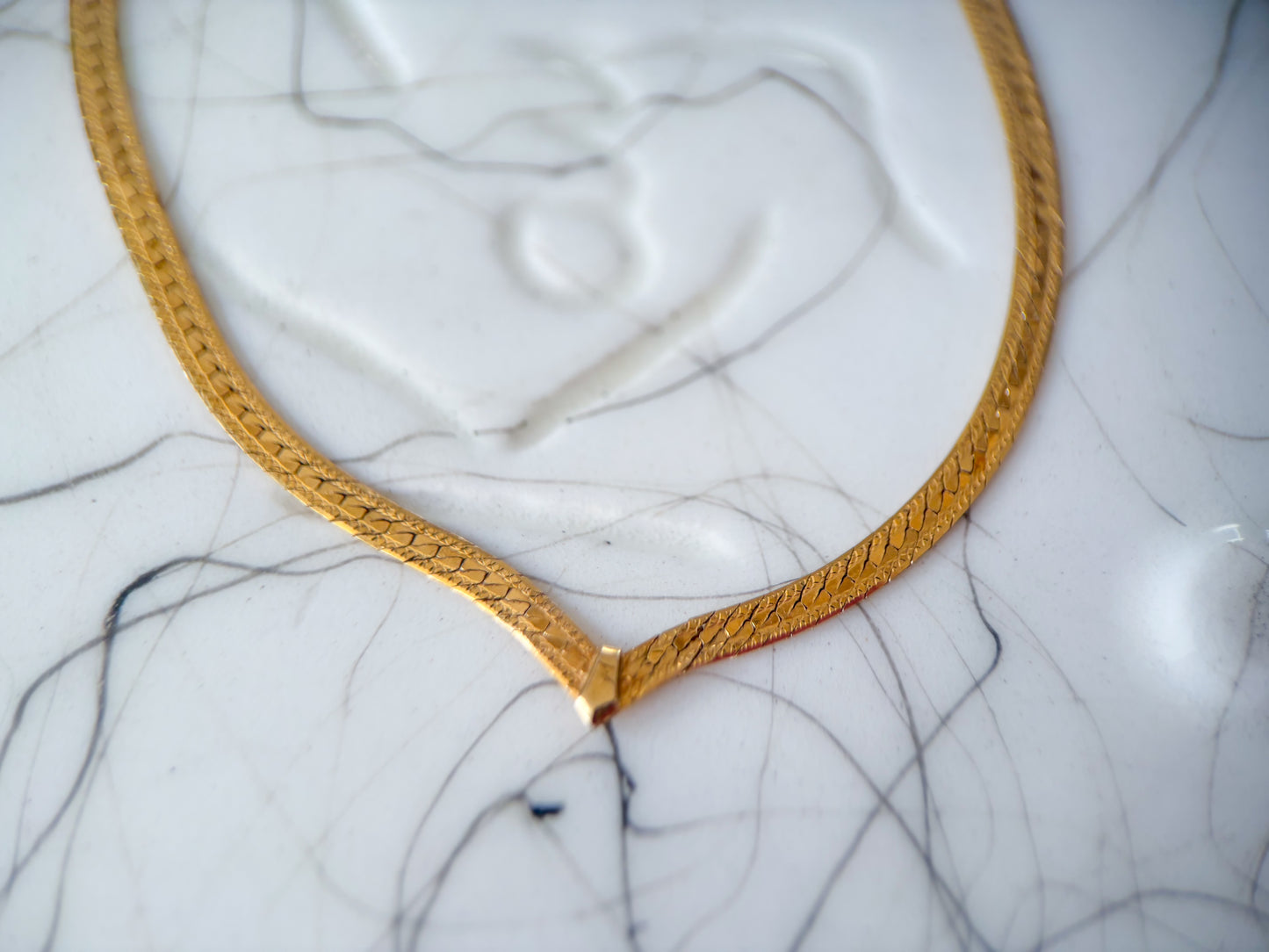 Vintage Herringbone 14k Yellow Gold 7.25 Inch Bracelet