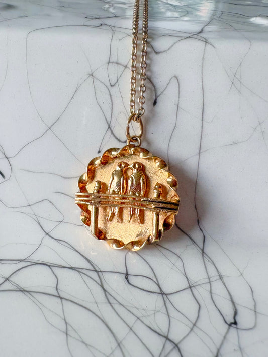 Vintage Love Birds 14k Yellow Gold Charm
