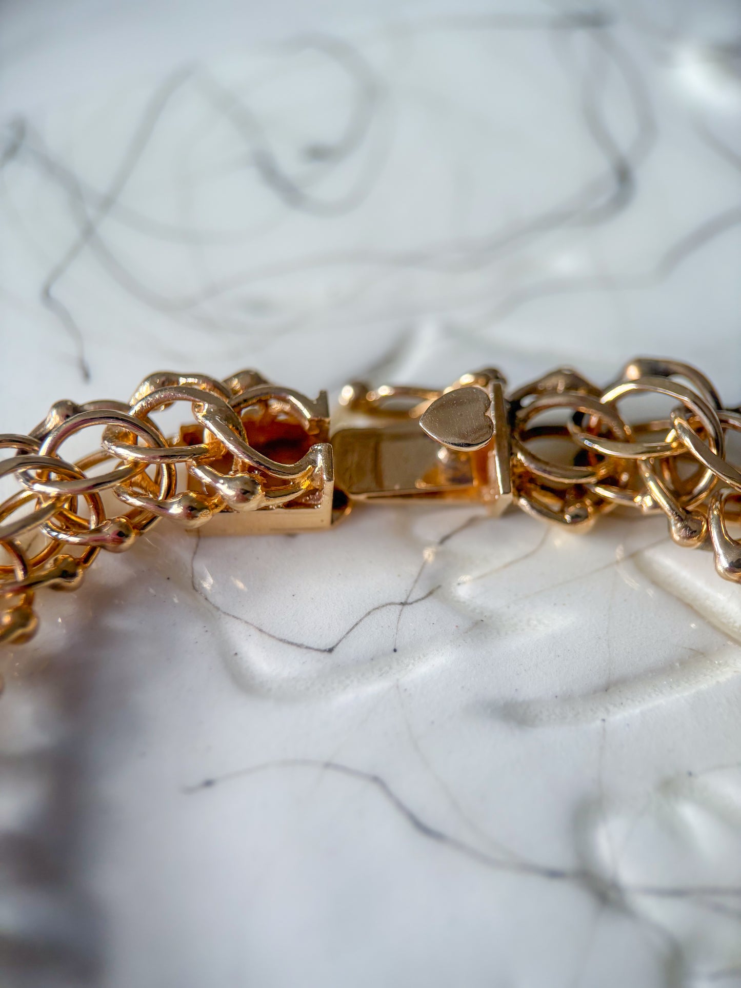 Vintage Chunky Round Multi Link 14k Yellow Gold 7.25 Inch Bracelet