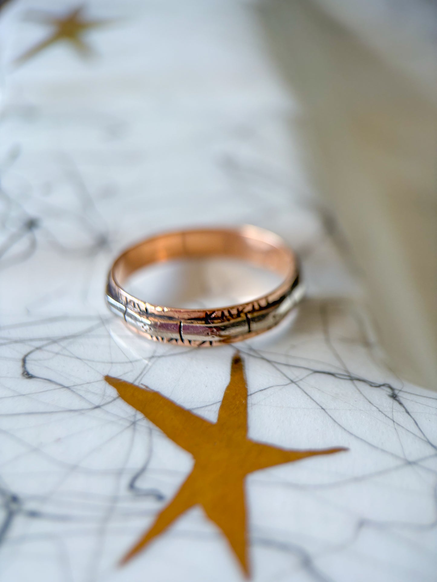Vintage Two Toned 14k White and Yellow Gold Band Ring, Size 10.5