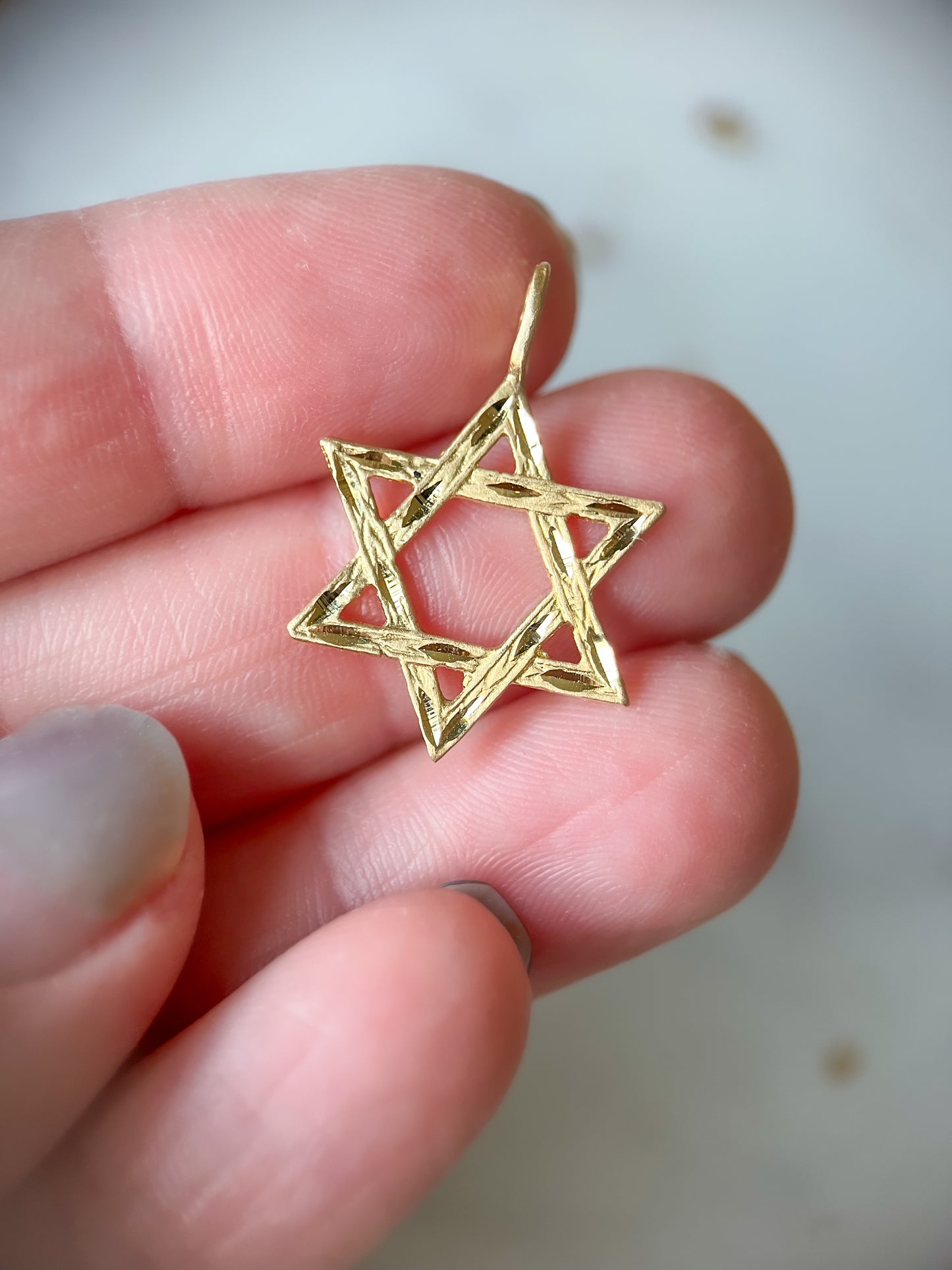 Vintage Small Filigree Hamsa 14k Yellow Gold Charm