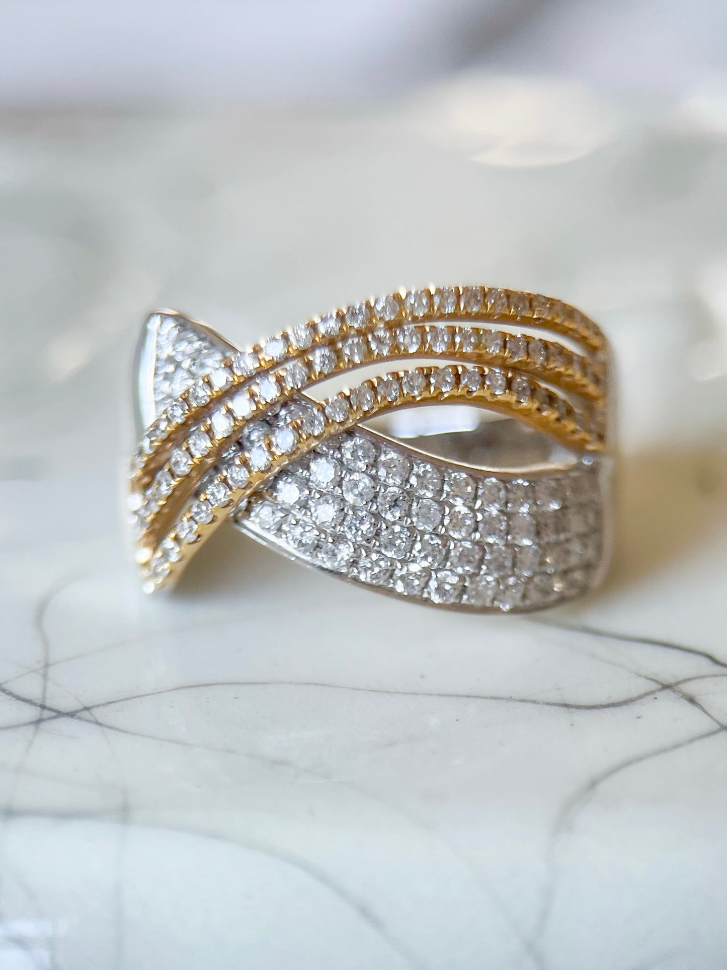 Natural Diamond Two Toned 14k Yellow and White Gold Ring