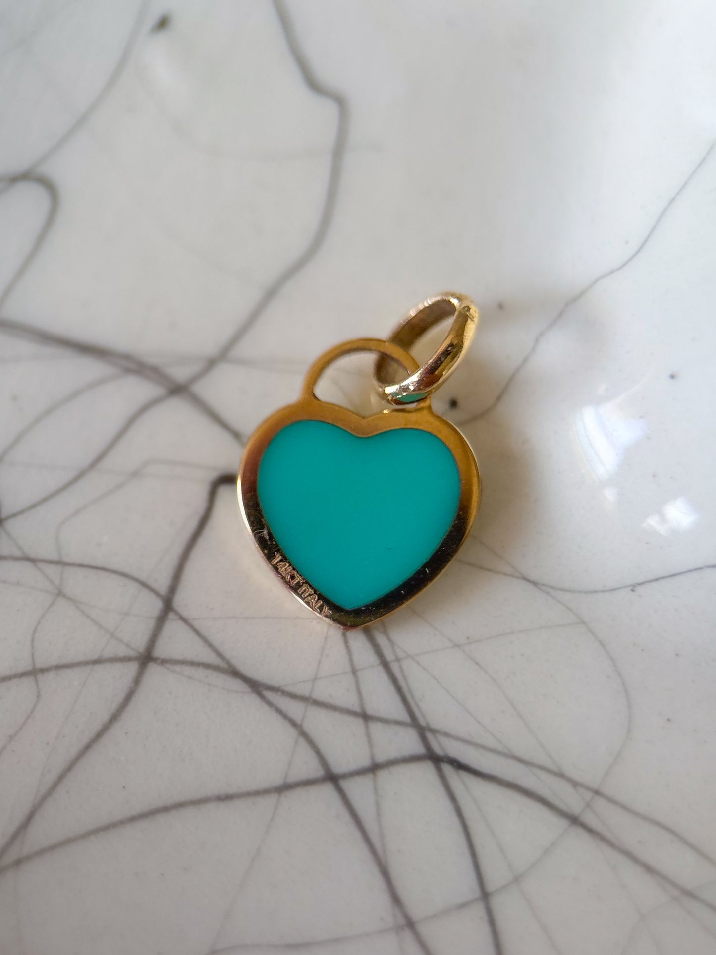 Vintage Turquoise 14k Yellow Gold Heart Charm