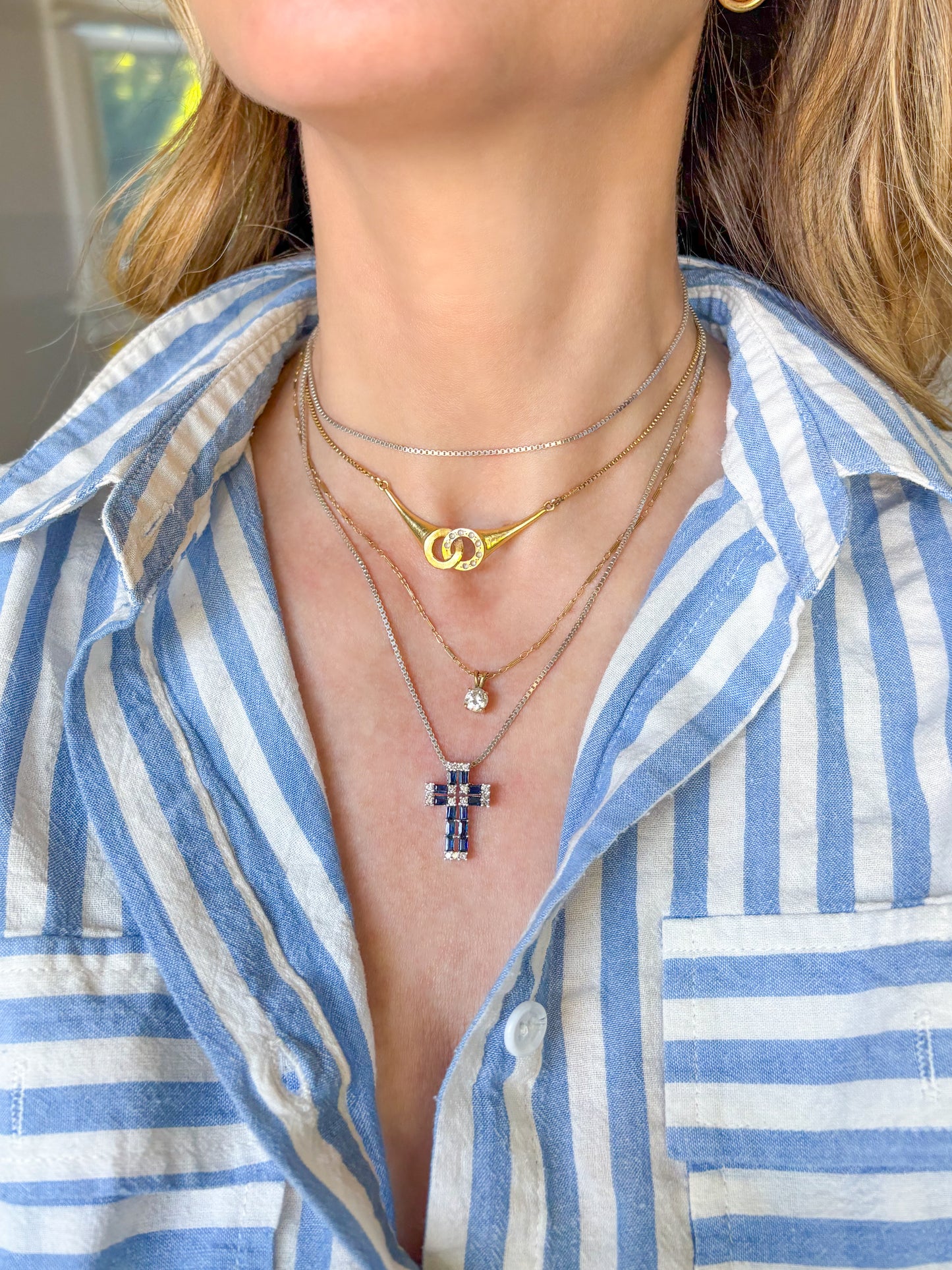 Vintage 14k White Gold Cross Charms
