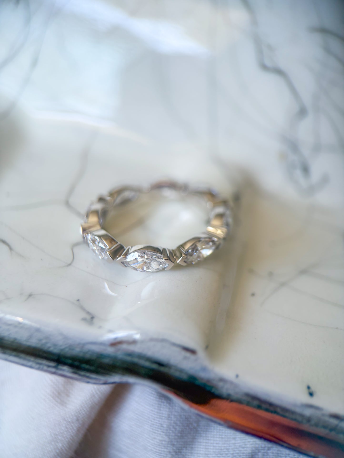 Lab Grown Diamond 14k White Gold Marquise Cut 2 Carat Eternity Band