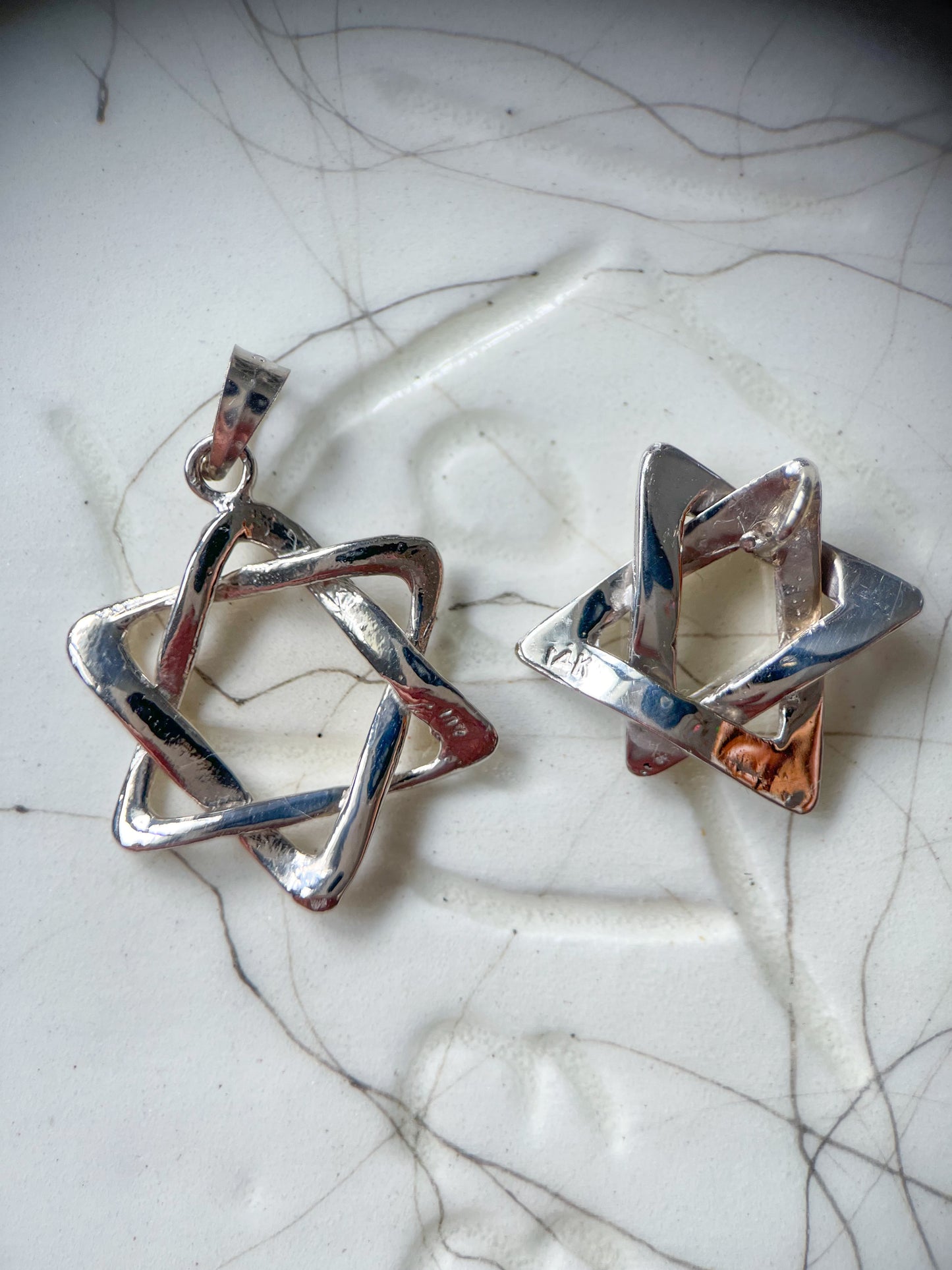 Vintage 14k White Gold Judaica Star of David Charm