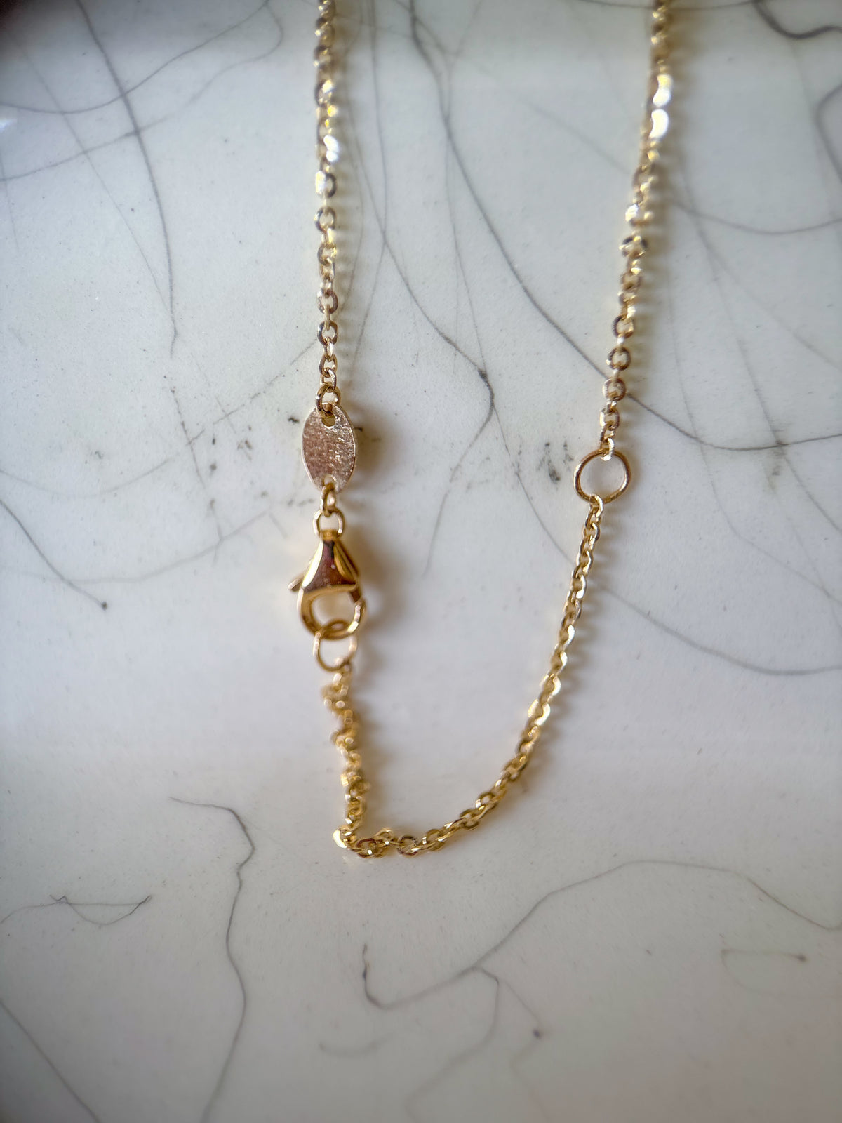 Vintage Mother of Pearl Butterfly Charm on 14k Yellow Gold Chain