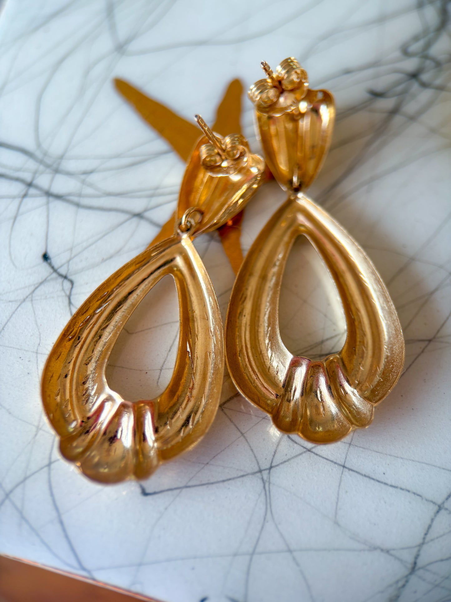 Vintage 14k Yellow Gold Dangle Drop Earrings
