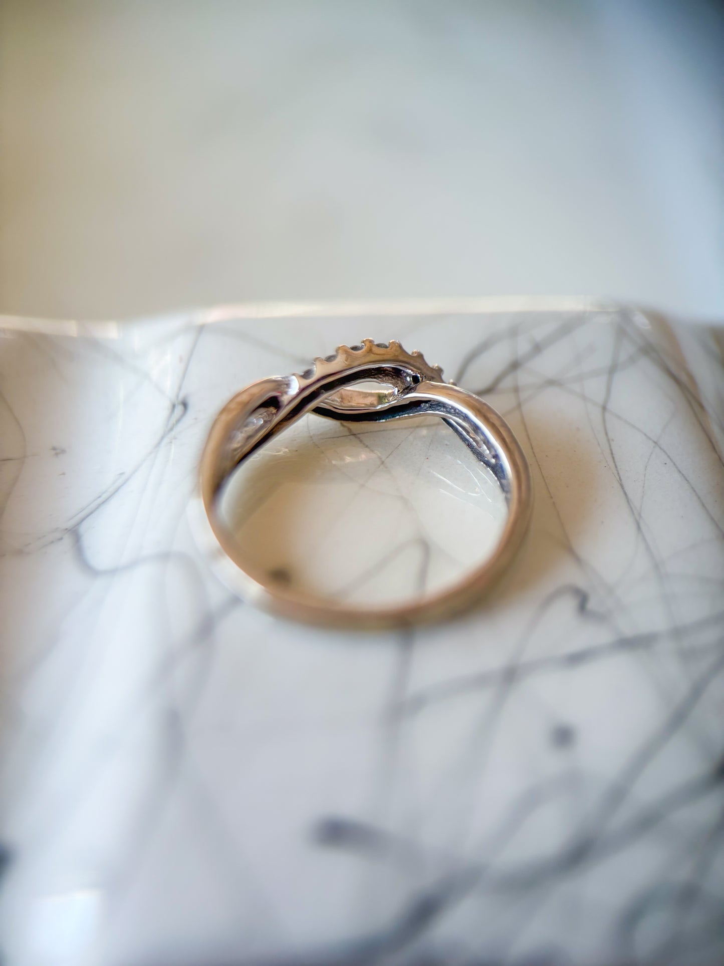 Vintage Natural Diamond 10k White Gold Ring