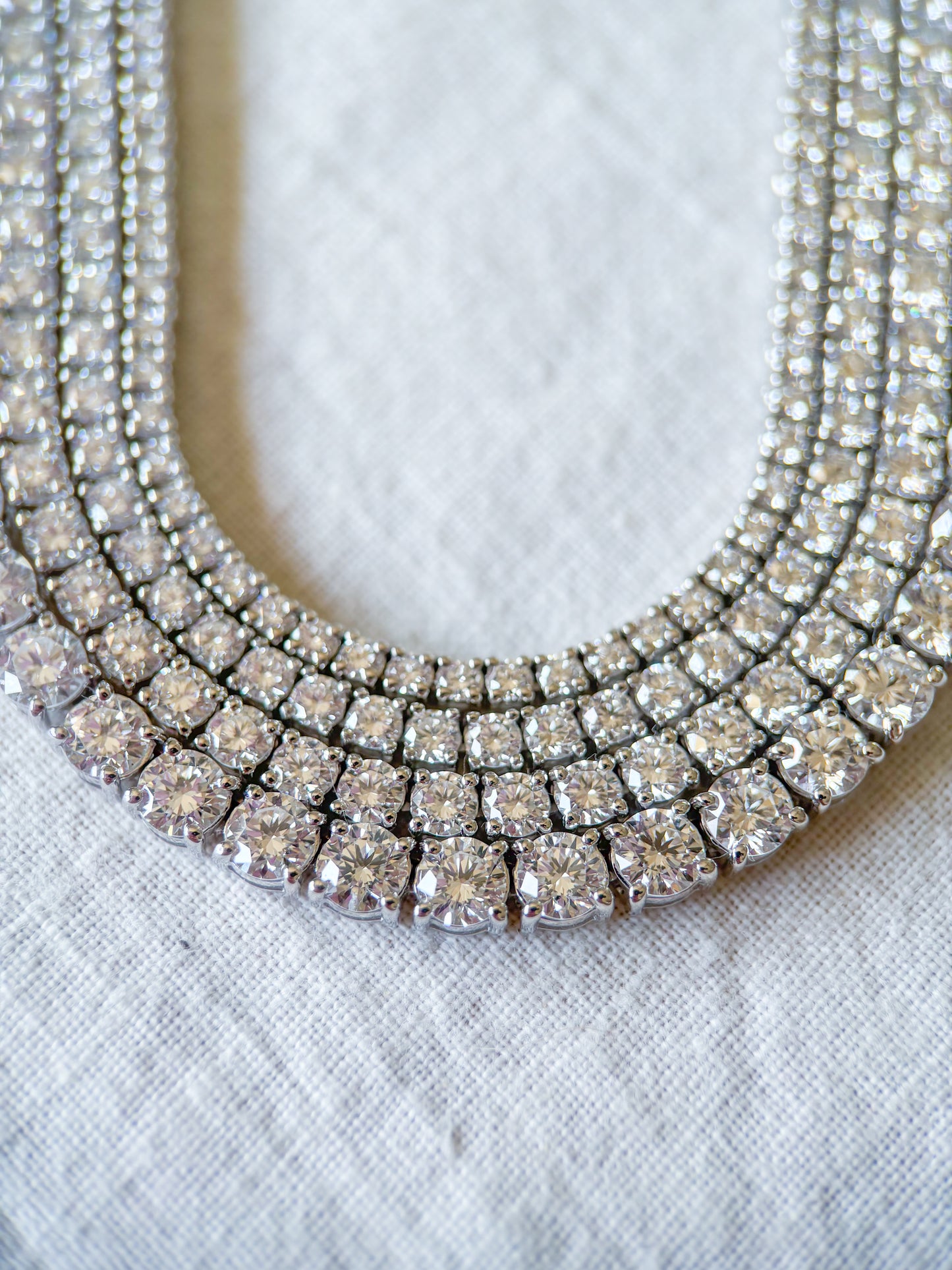 Lab Grown Diamond 14k White Gold 16 Inch Tennis Necklaces - Four Sizes