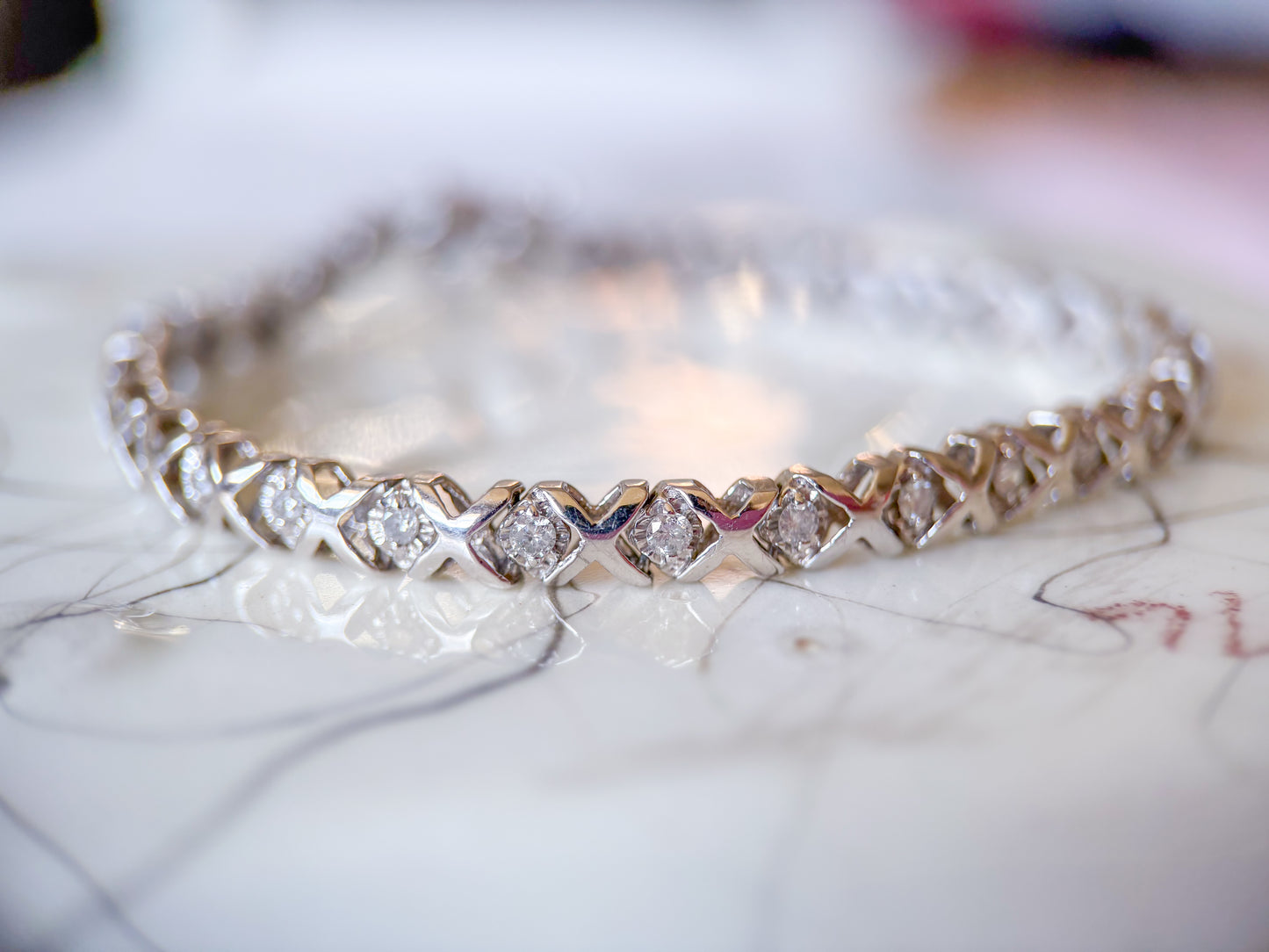 Various Vintage Natural Diamond White Gold Bracelets