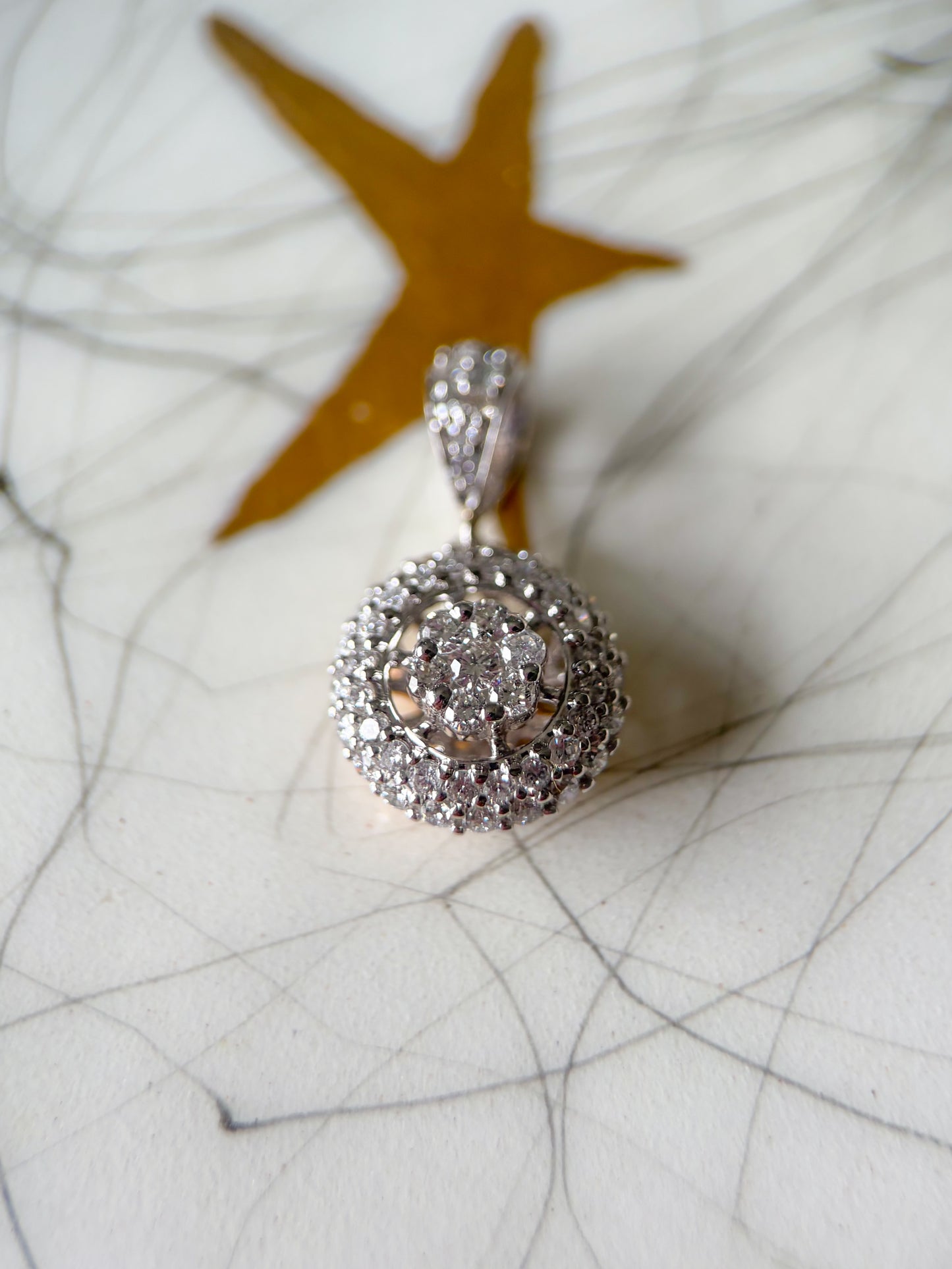 Natural Diamond Round Pendant 14k White Gold Charm