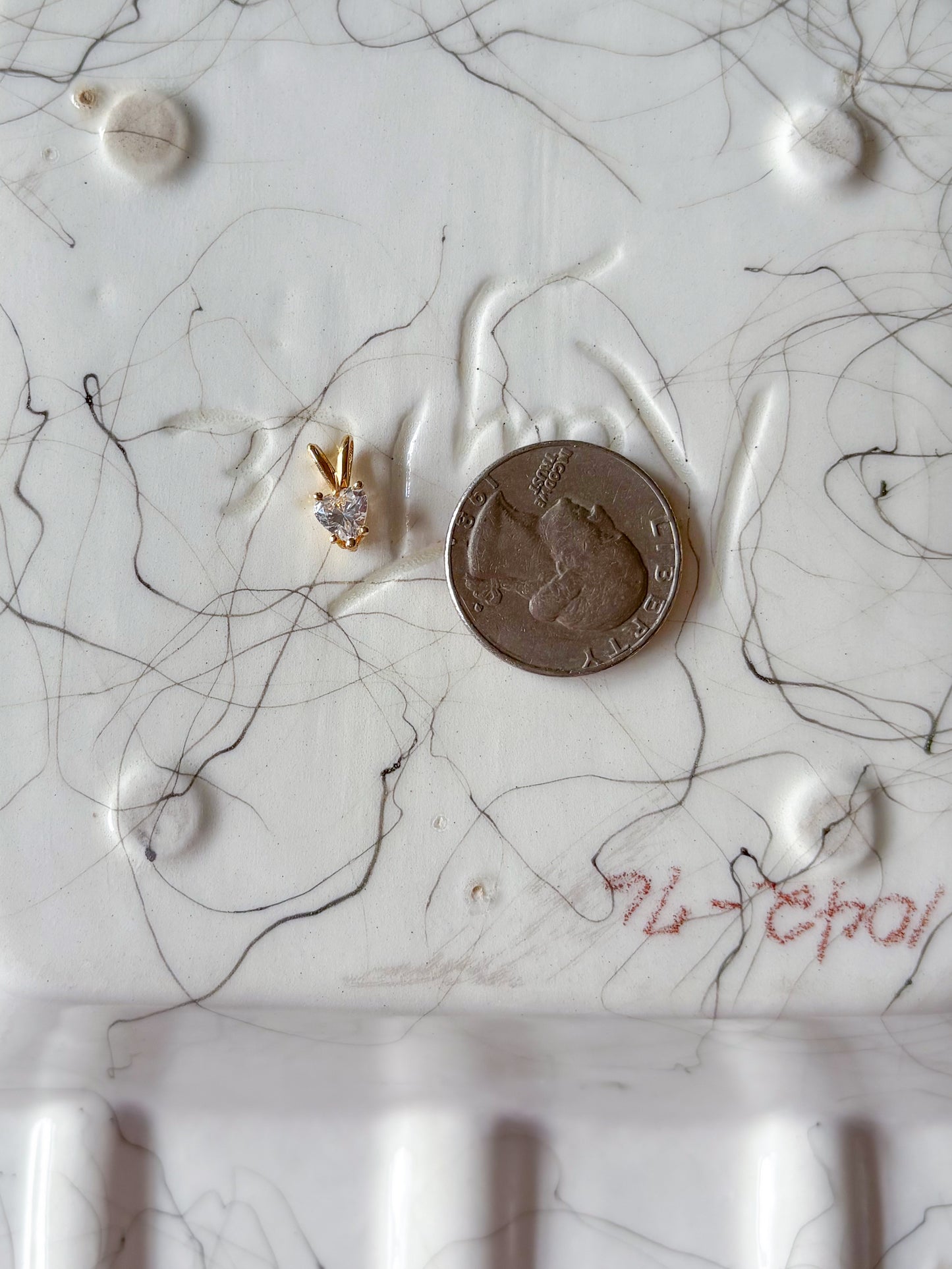 Vintage CZ Heart 14k Yellow Gold Charm