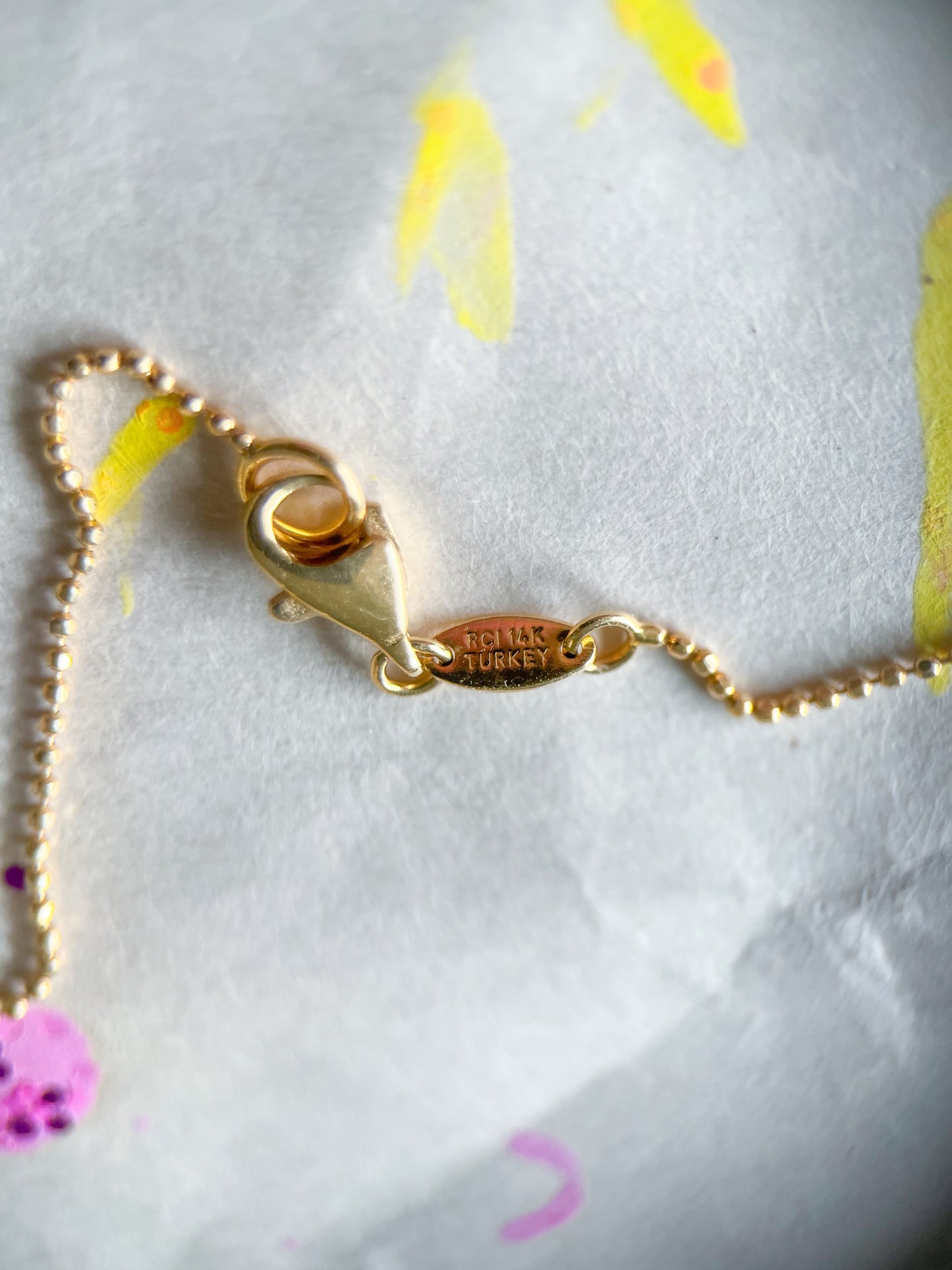 Vintage Two Toned Ball Chain with Two Toned Ball Accents 14k Yellow and White Gold Necklace
