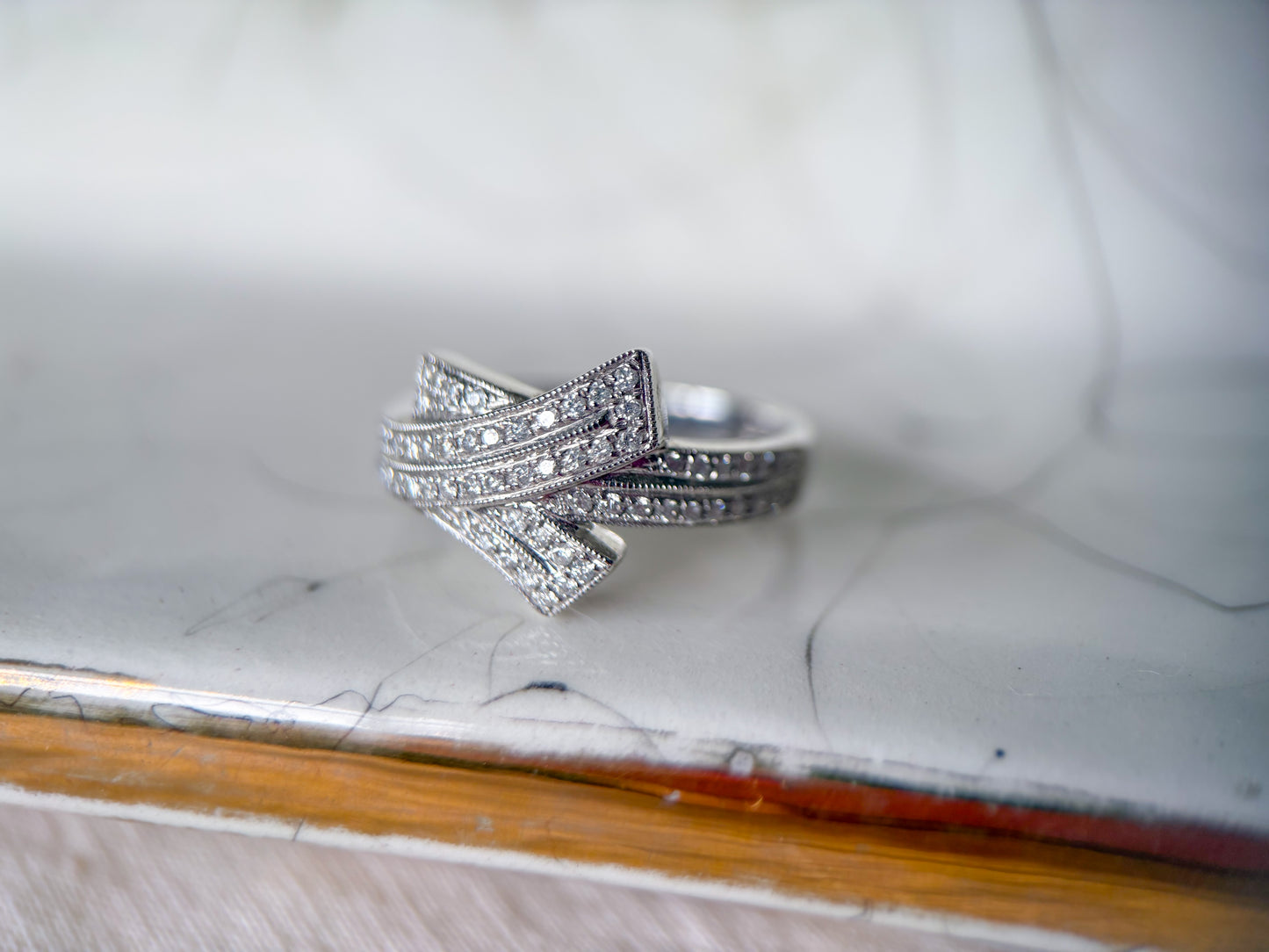 Vintage Natural Diamond 14k White Gold Ring