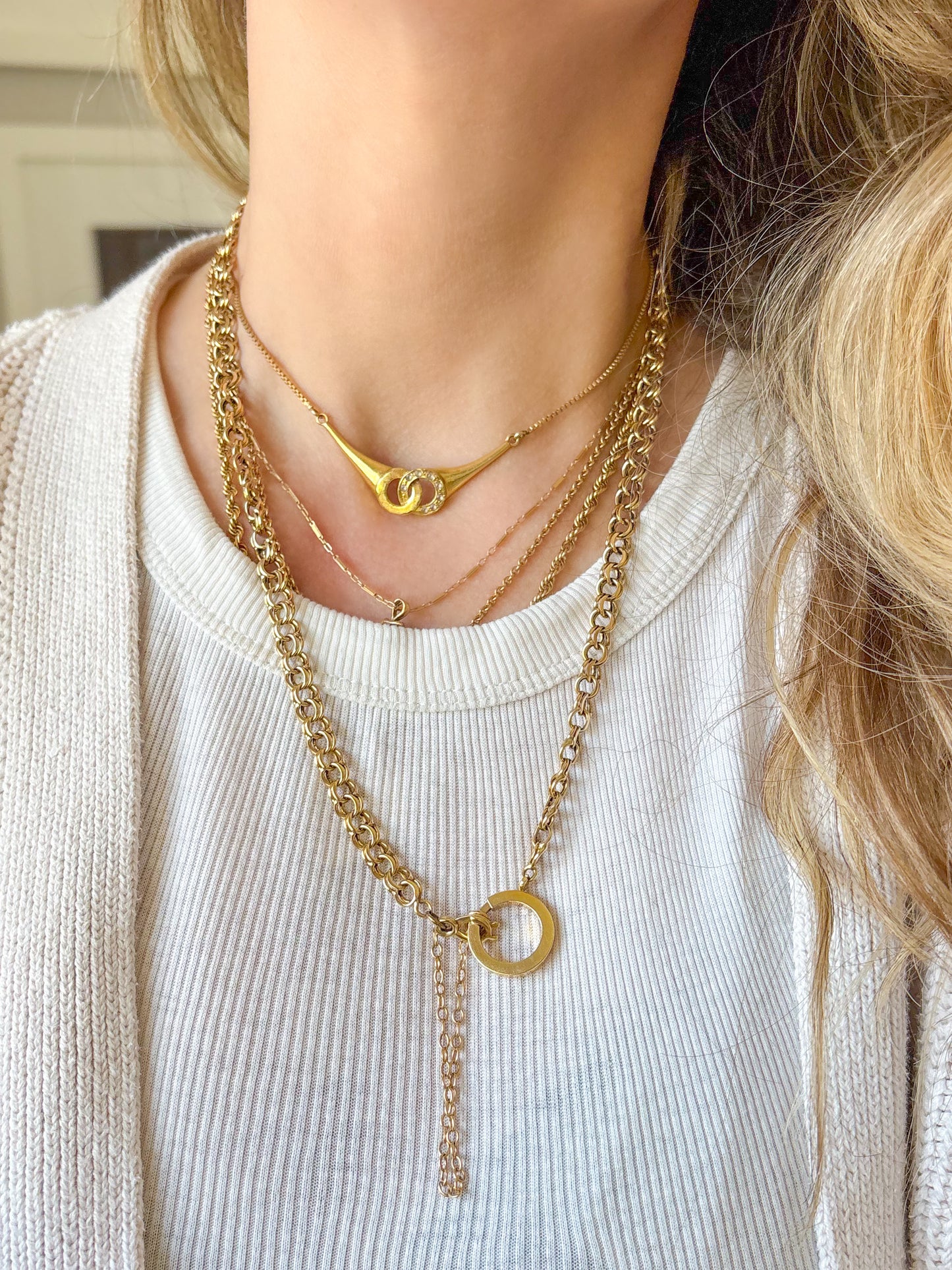 Vintage Multi Link Cable 4k Yellow Gold Chain 20.5 Inch Necklace