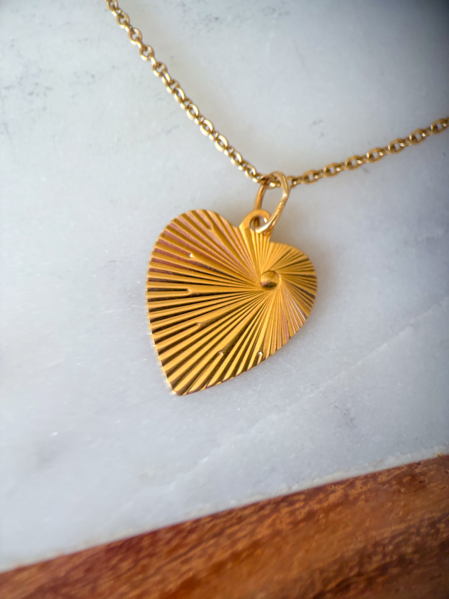 Vintage Engine Turned Heart 14k Yellow Gold Charm, Engraved: "Thou Shall Not Commit Adultery"