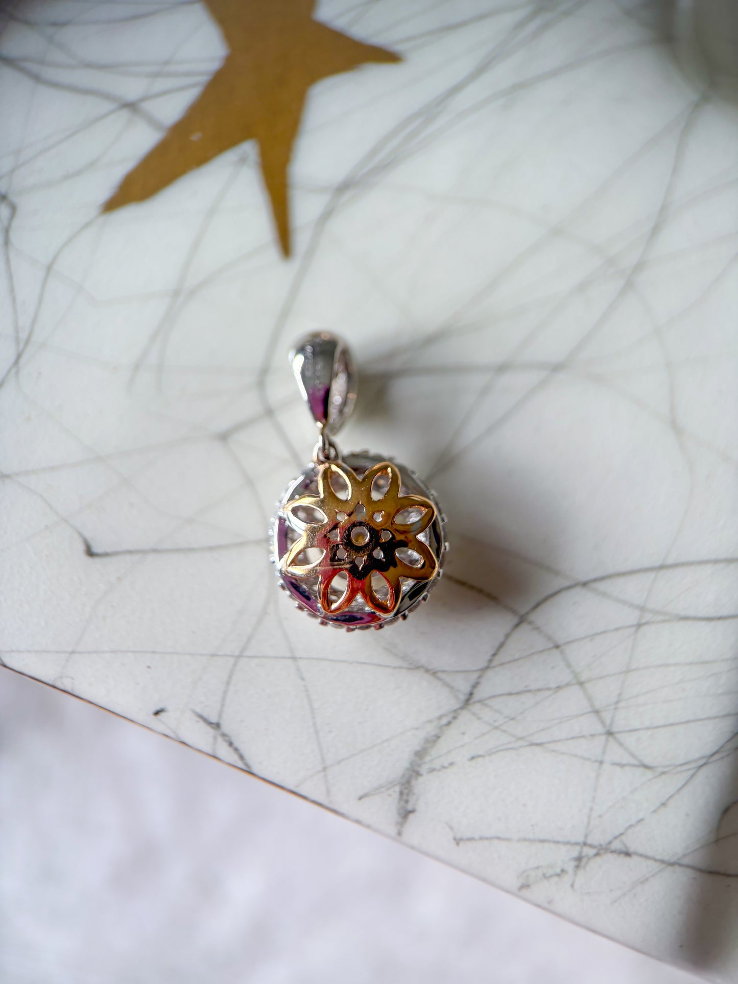 Natural Diamond Round Pendant 14k White Gold Charm