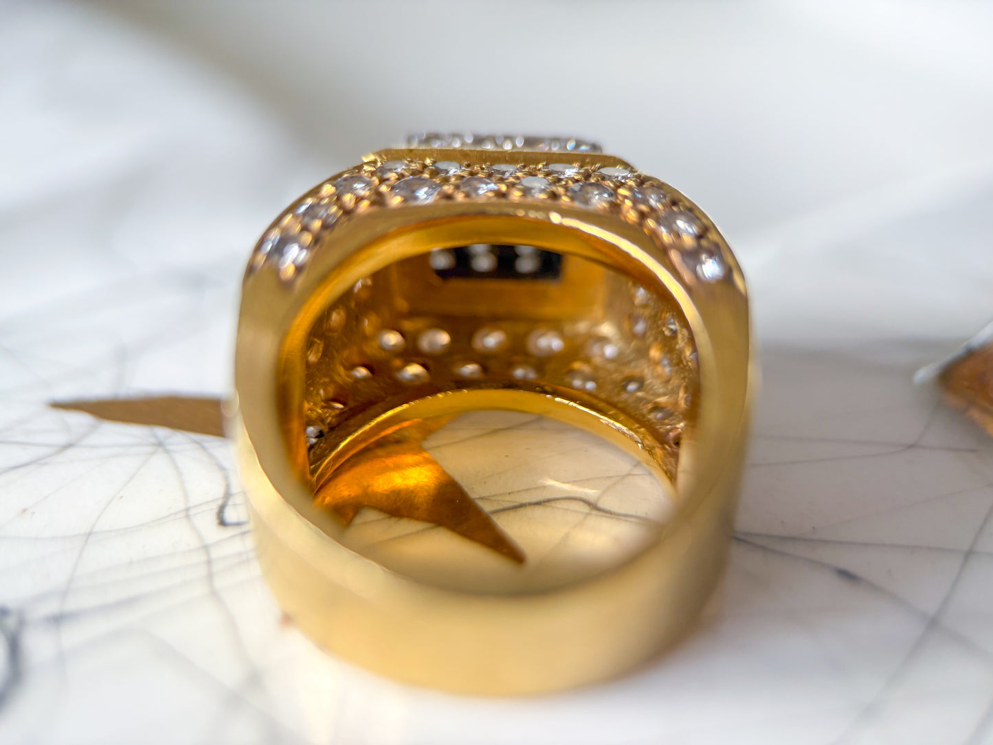 Vintage 18k Yellow Gold Natural Diamond Statement Ring, Circa 1960s