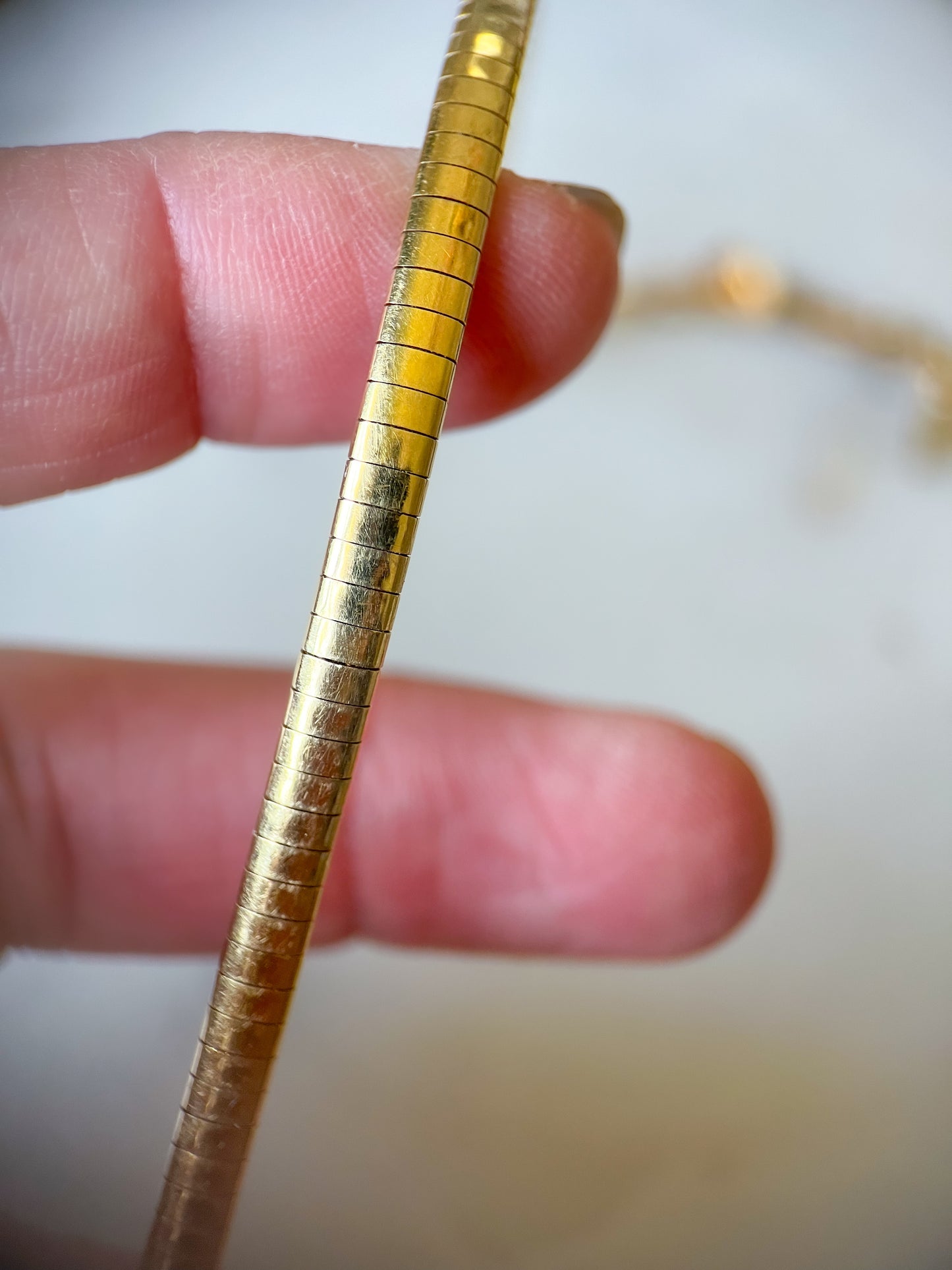 Vintage Omega Chain 14k Yellow Gold 8 Inch Bracelet