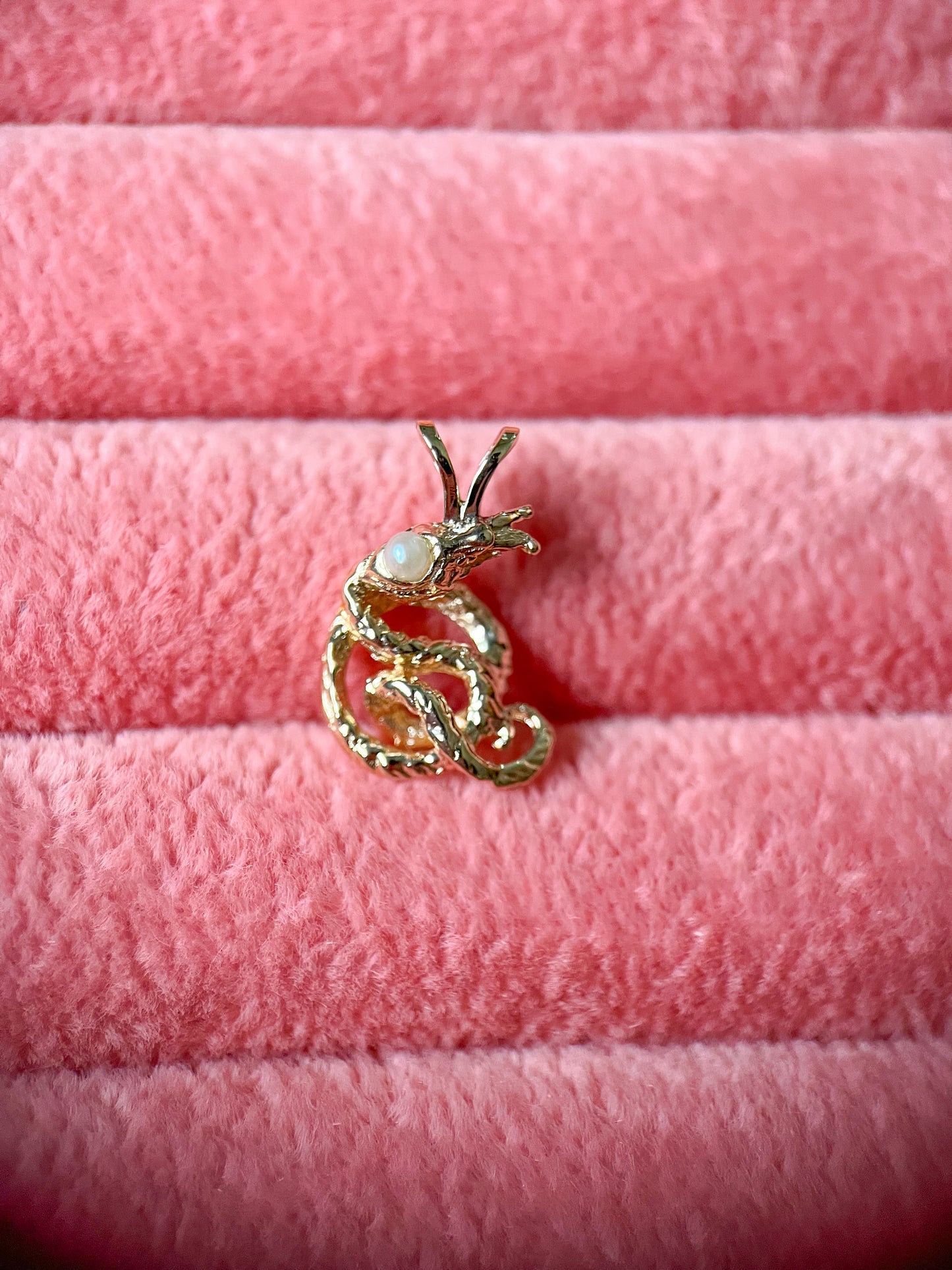 Vintage Snake with Pearl 14k Yellow Gold Charm