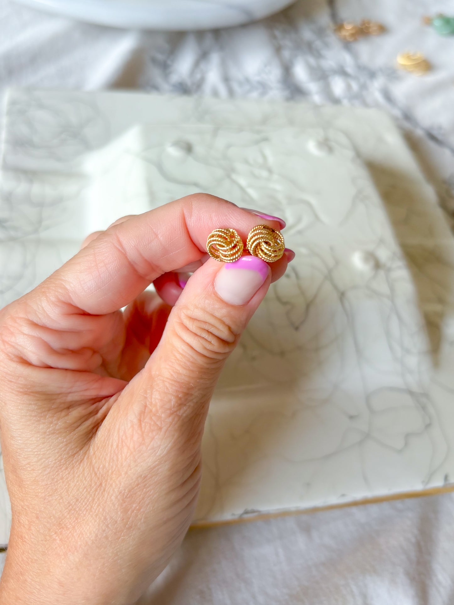 Vintage Small Knot 14k Yellow Gold Stud Earrings