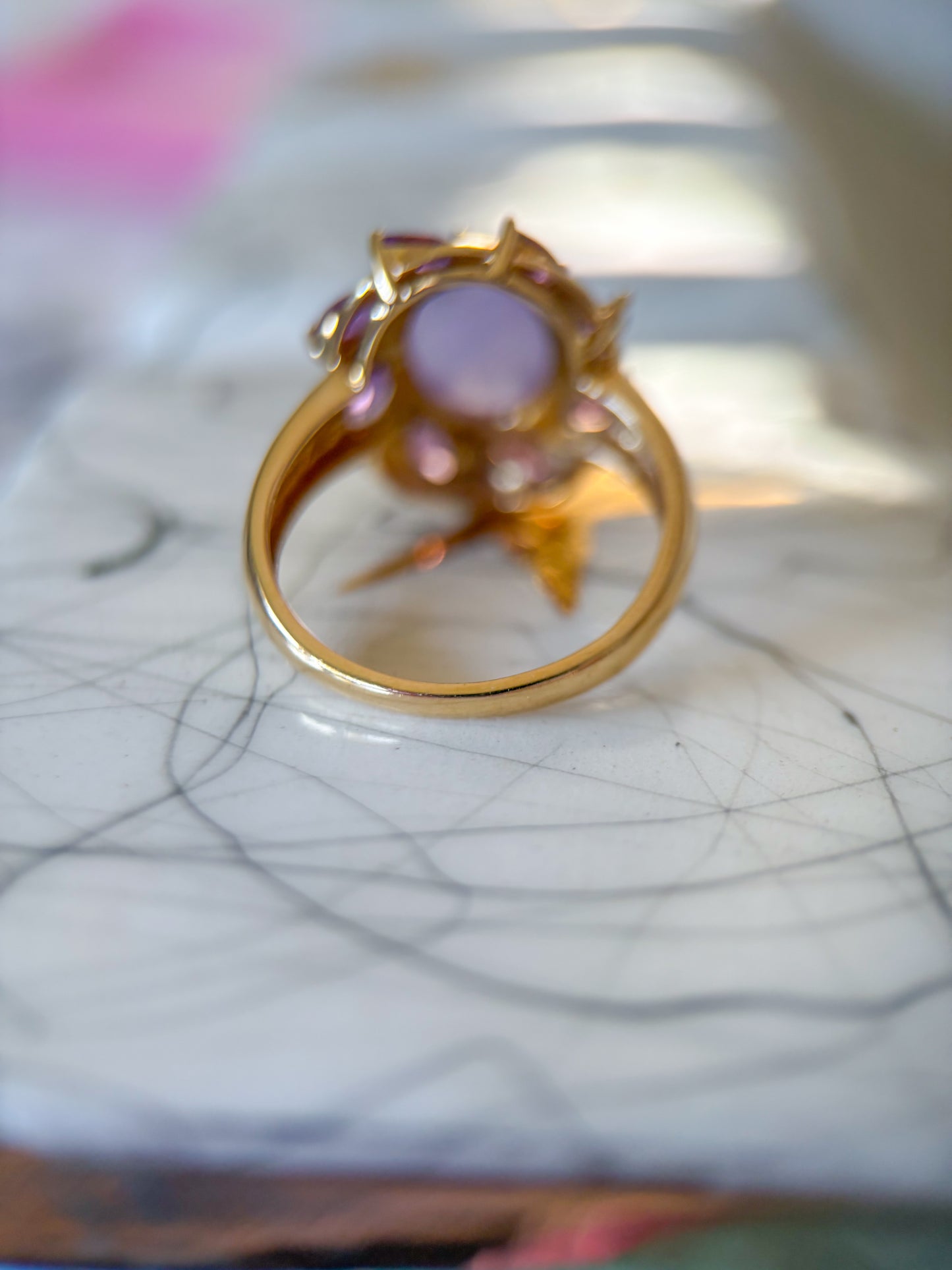 Vintage Cabochon Amethyst 14k Yellow Gold Ring