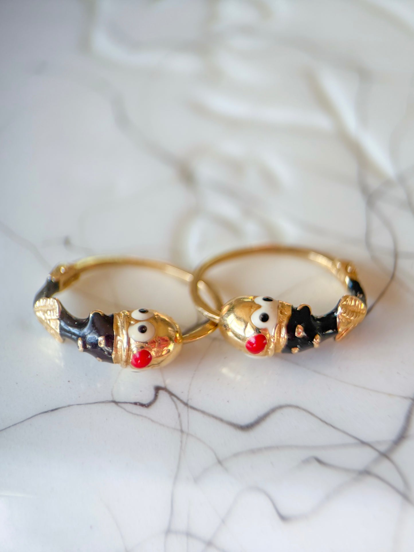 Vintage 14k Yellow Gold Enamel Huggies