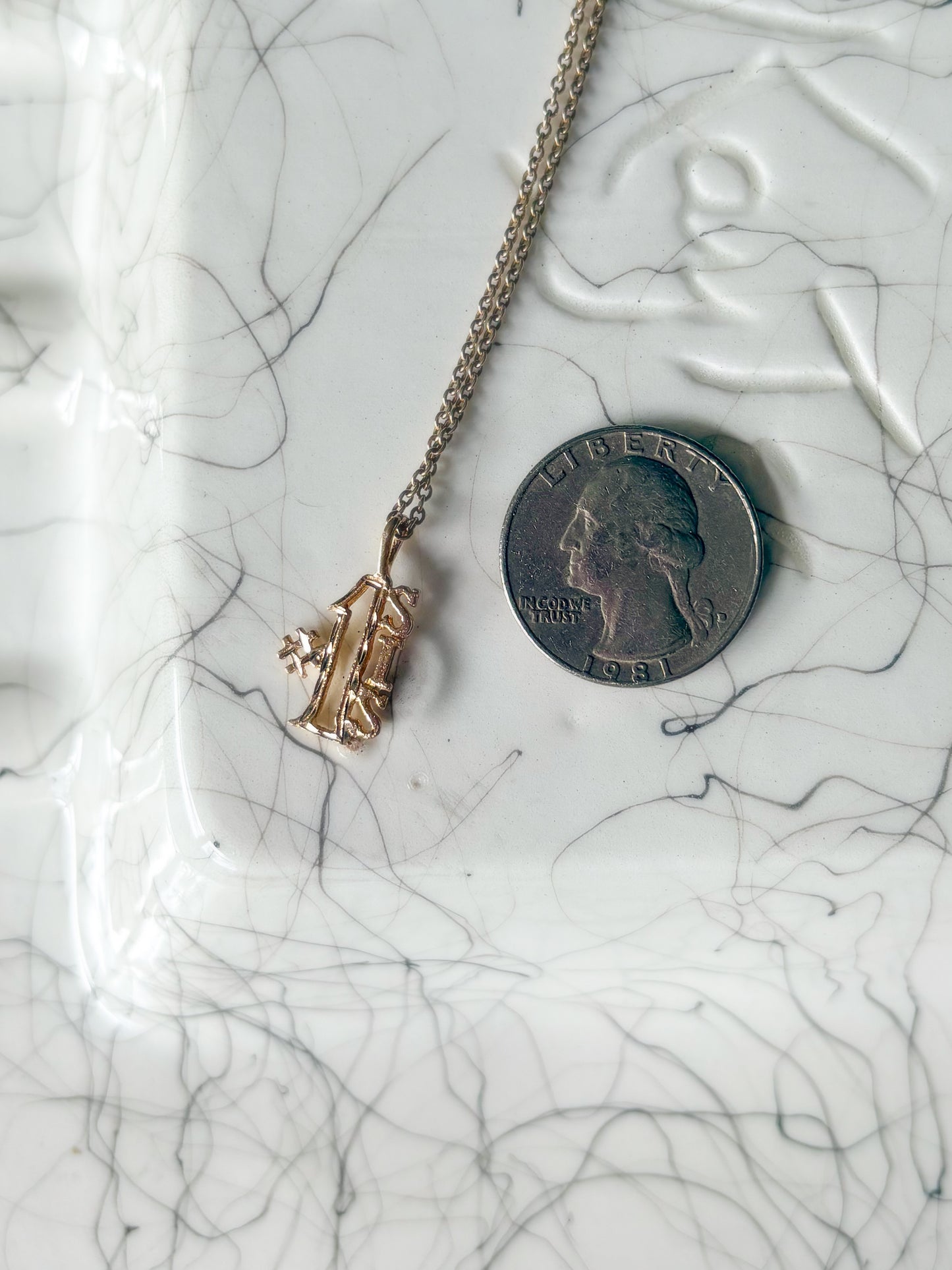 Vintage "#1 Sis" 14k Yellow Gold Charm