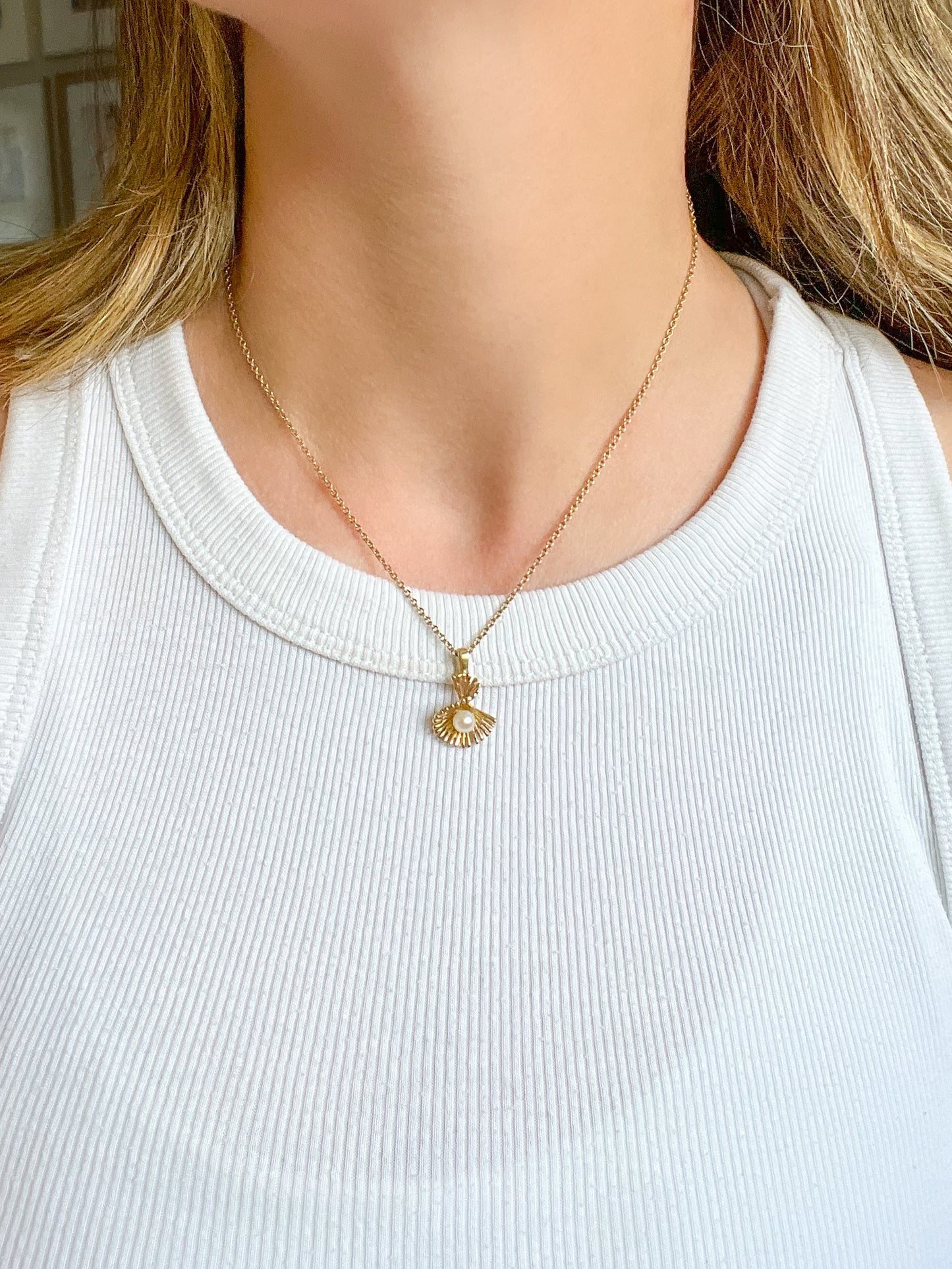 Vintage Pearl 14k Yellow Gold Charm