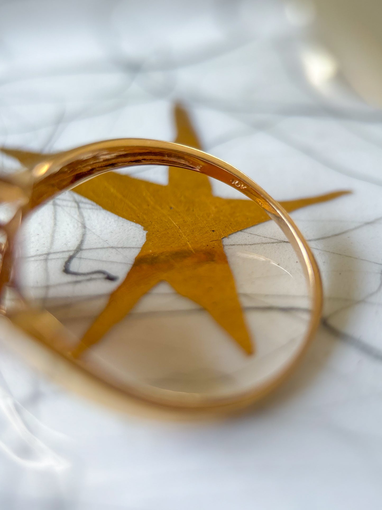 Vintage Marquise Synthetic Garnet 10k Yellow Gold Ring