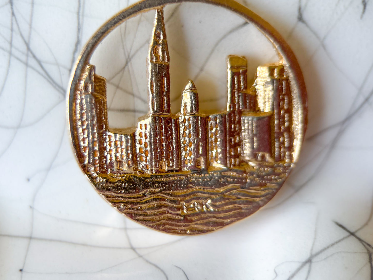 Vintage NYC Skyline 14k Yellow Gold Charm, circa 1960's
