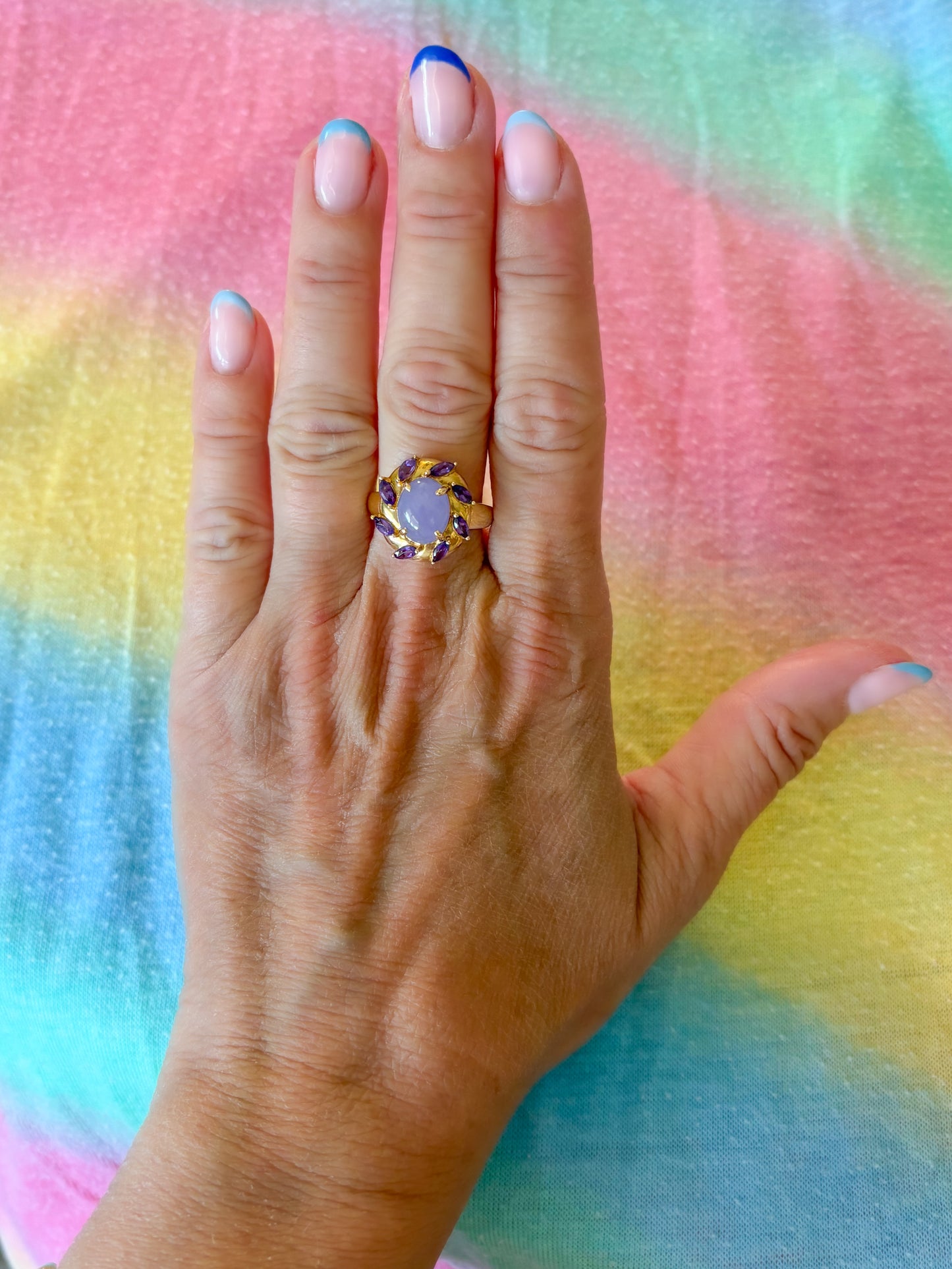 Vintage Cabochon Amethyst 14k Yellow Gold Ring