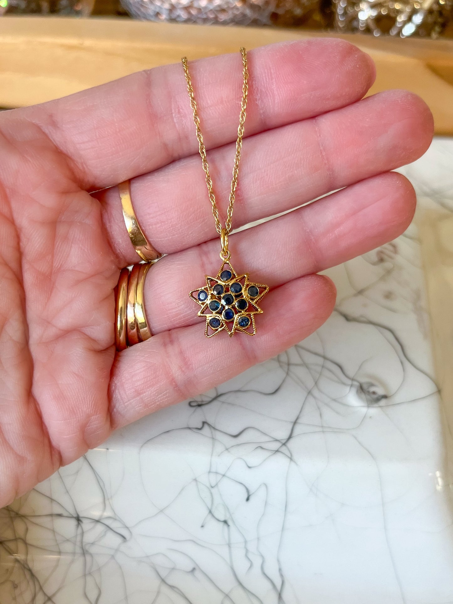 Vintage Natural Sapphire Puffy Star and Vintage Ruby Puffy Heart 18k Yellow Gold Charms, Circa 1990's