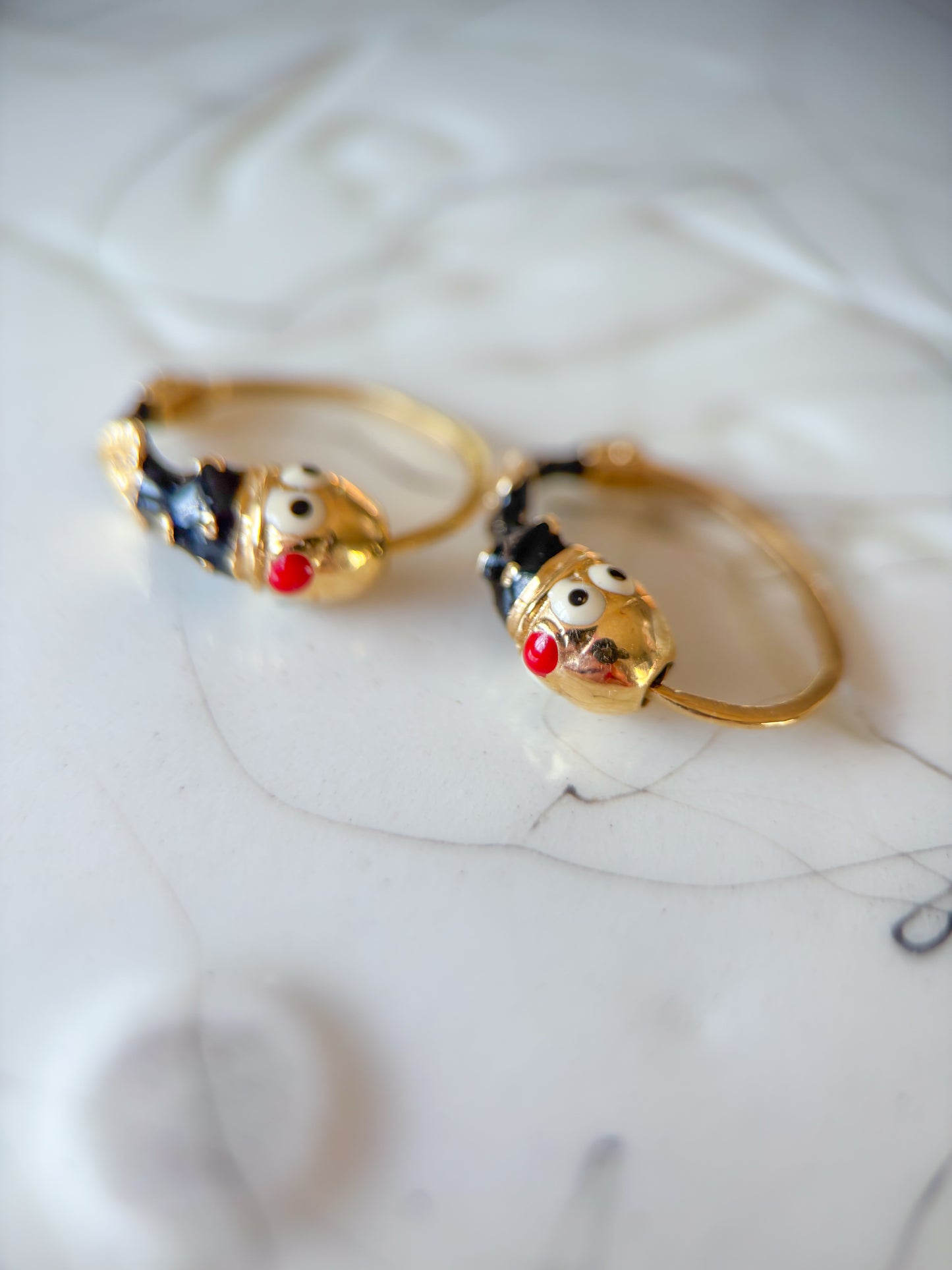 Vintage 14k Yellow Gold Enamel Huggies