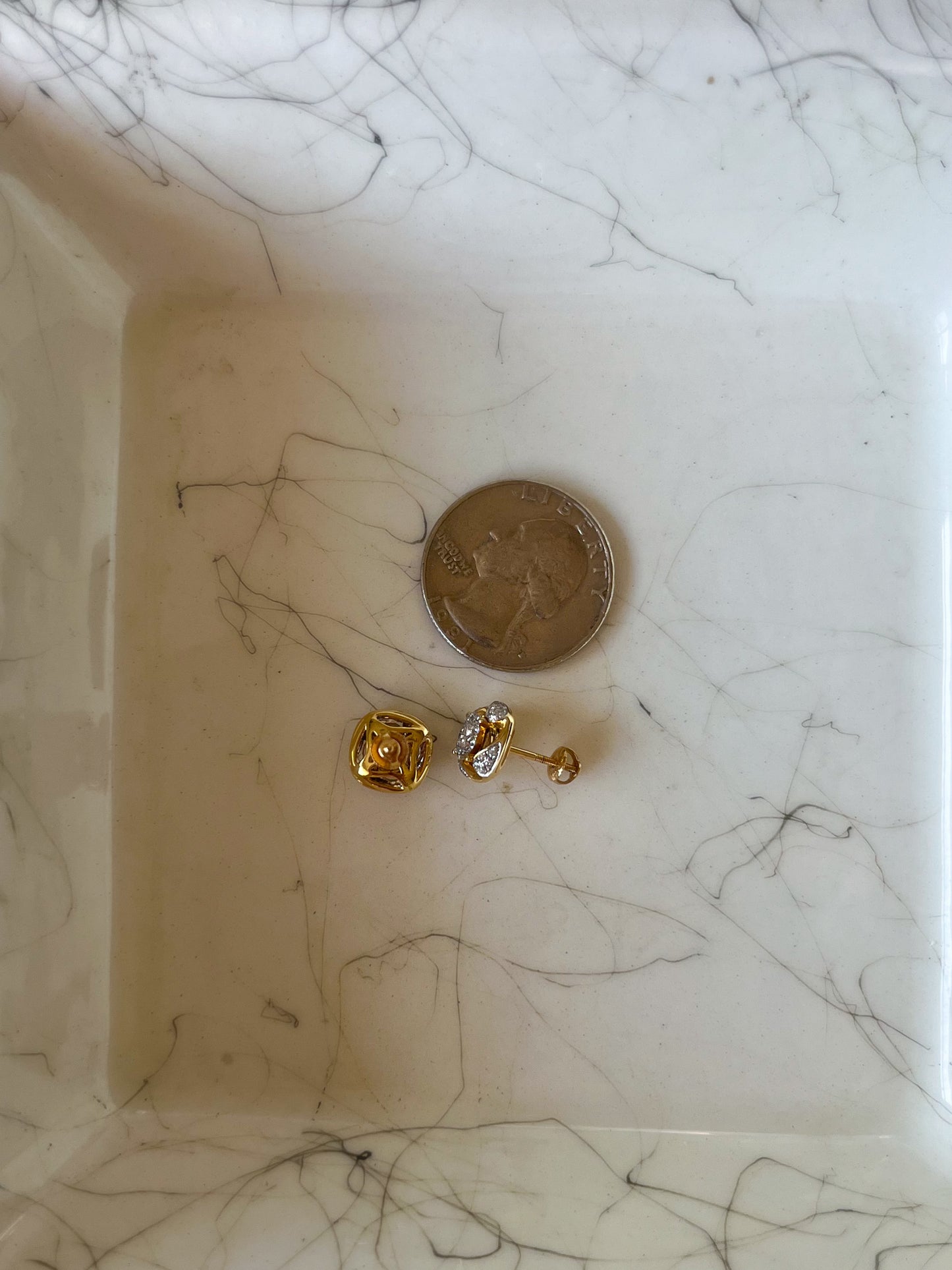 Natural Diamond 14k Yellow Gold Stud Earrings
