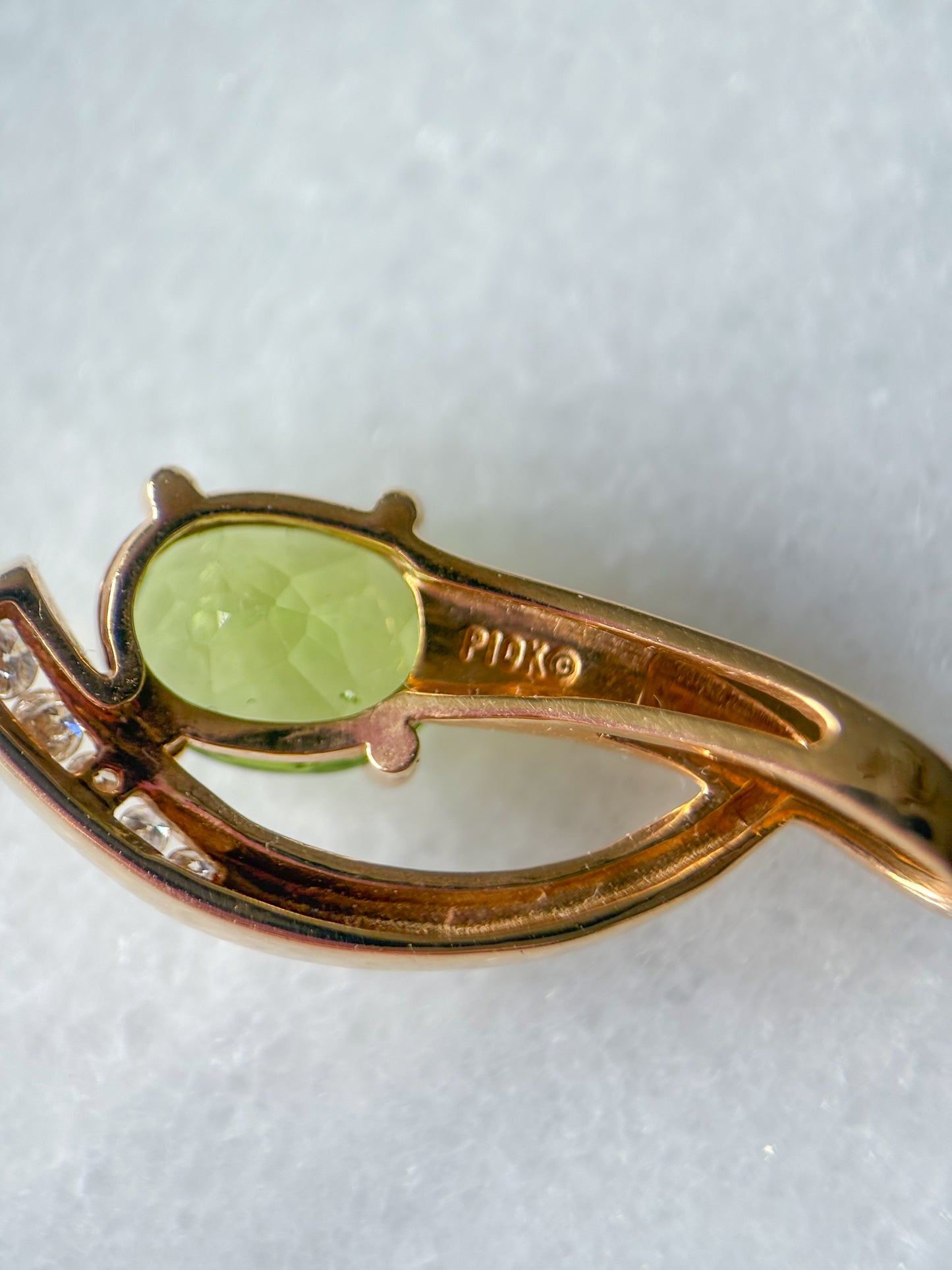 Vintage Natural Diamond and Peridot Slider 10k Yellow Gold Charm